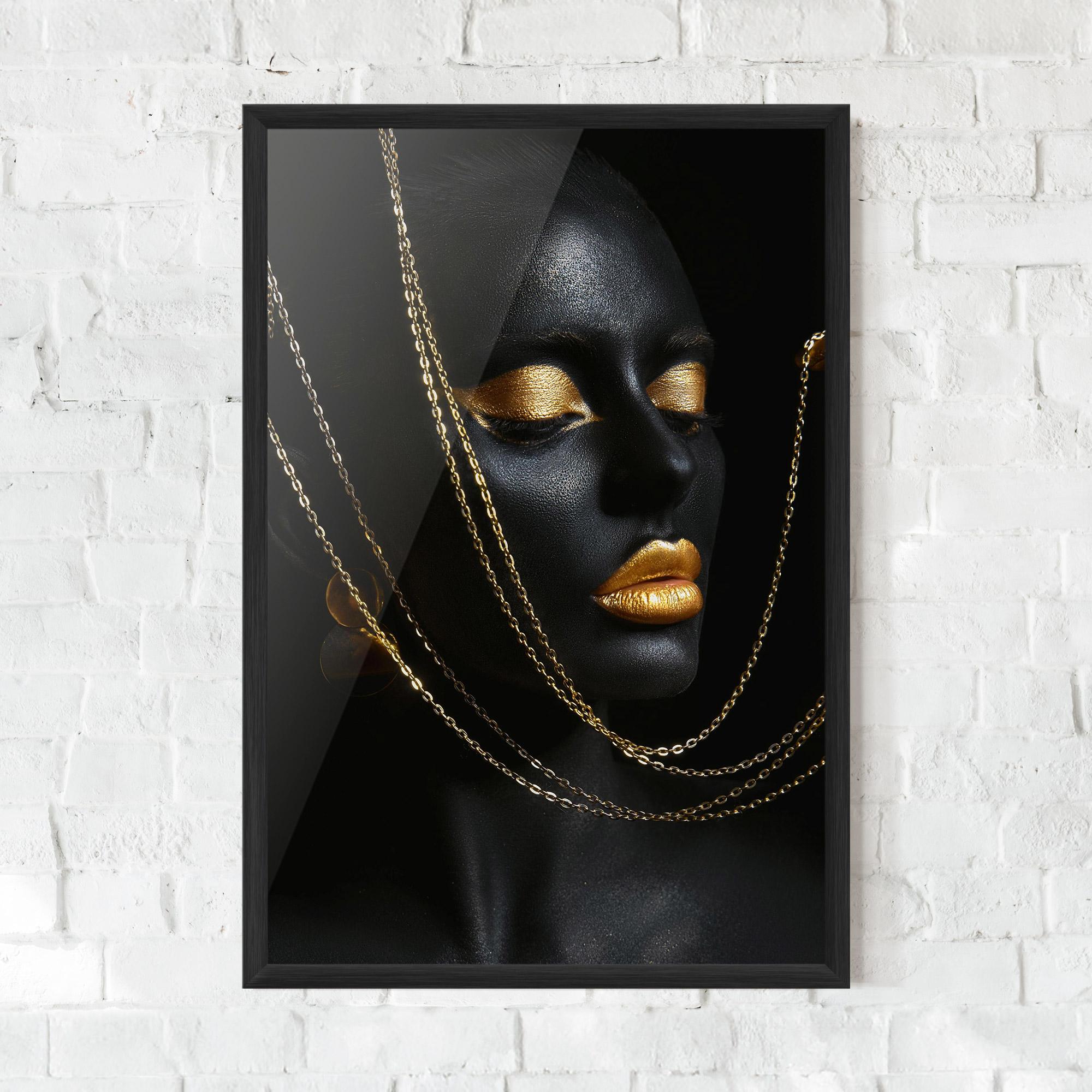 Рамкиран постер Chain Gold Lips mockup 0