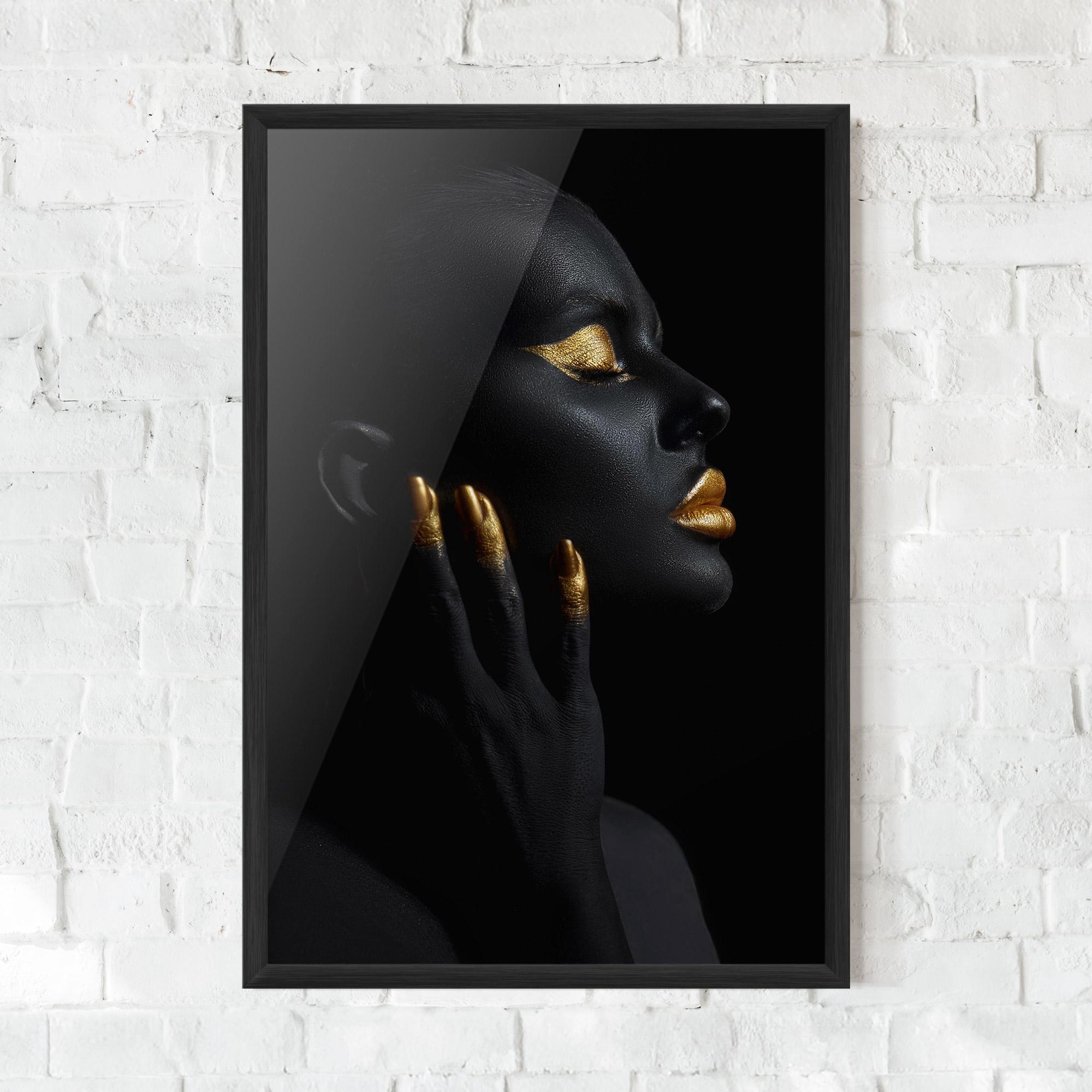 Рамкиран постер Gold Black Paint mockup 0