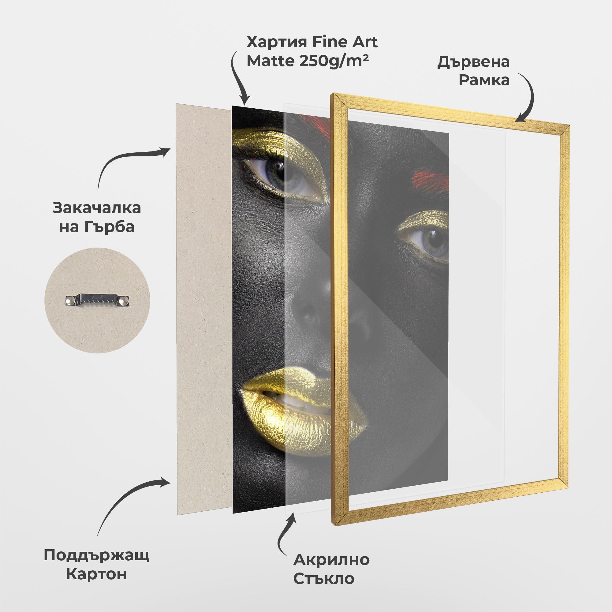 Рамкиран постер Gold Red Lips mockup 1