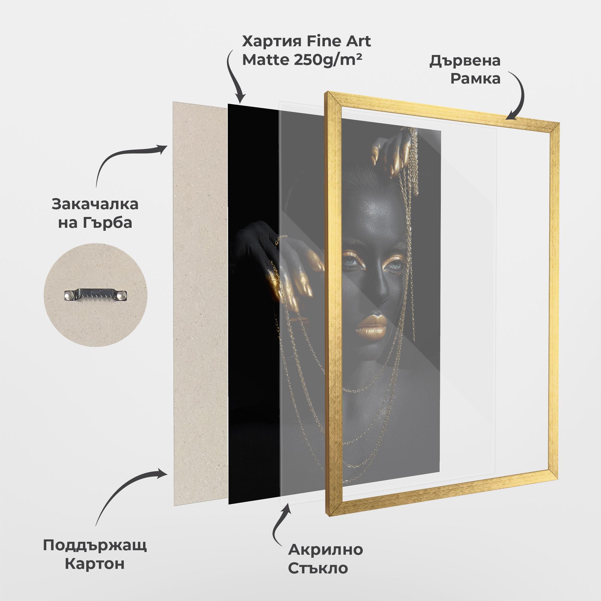 Рамкиран постер Grey Chain Eyes mockup 1