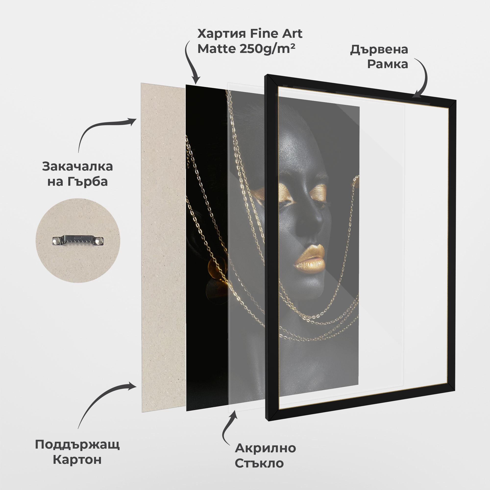 Рамкиран постер Chain Gold Lips mockup 1