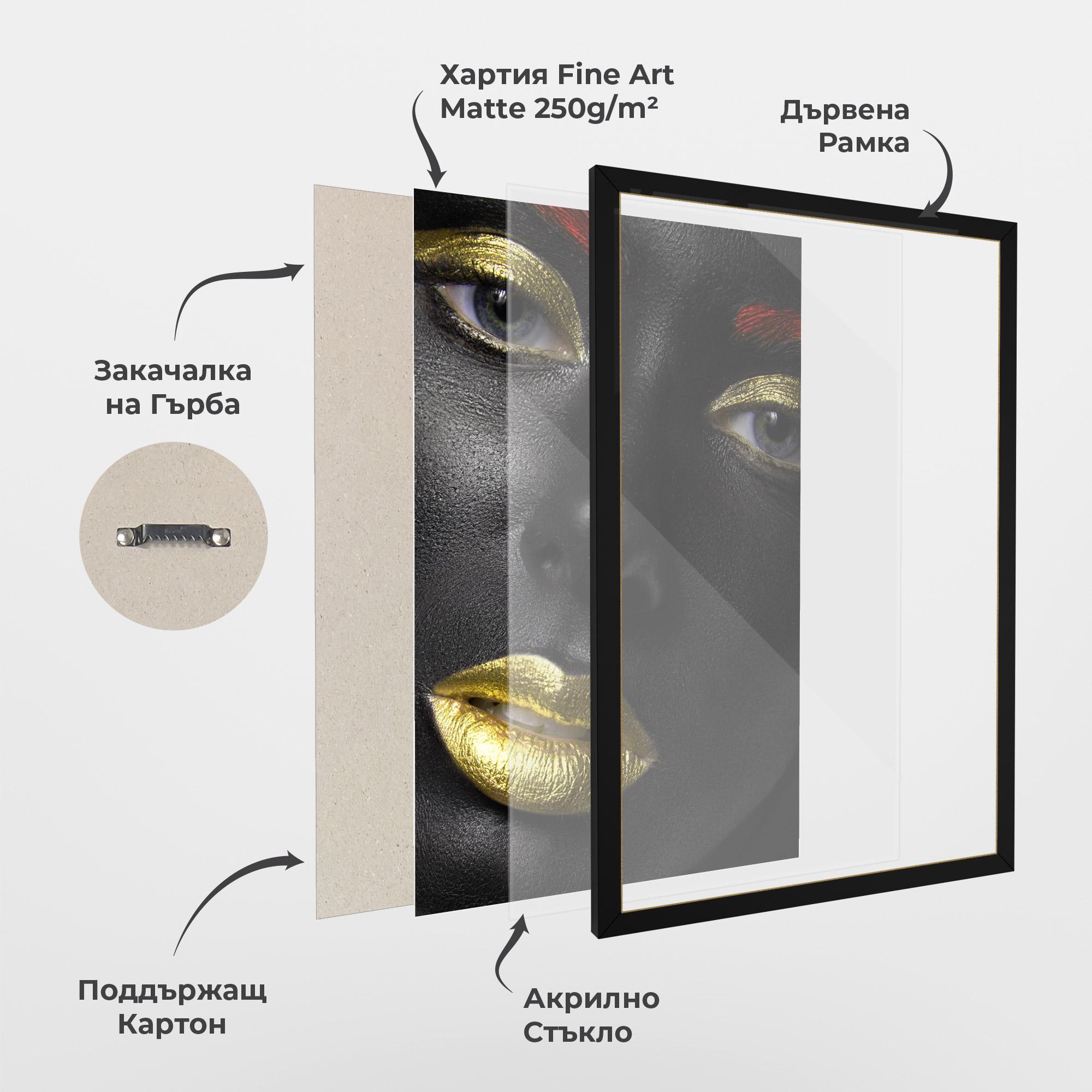 Рамкиран постер Gold Red Lips mockup 1