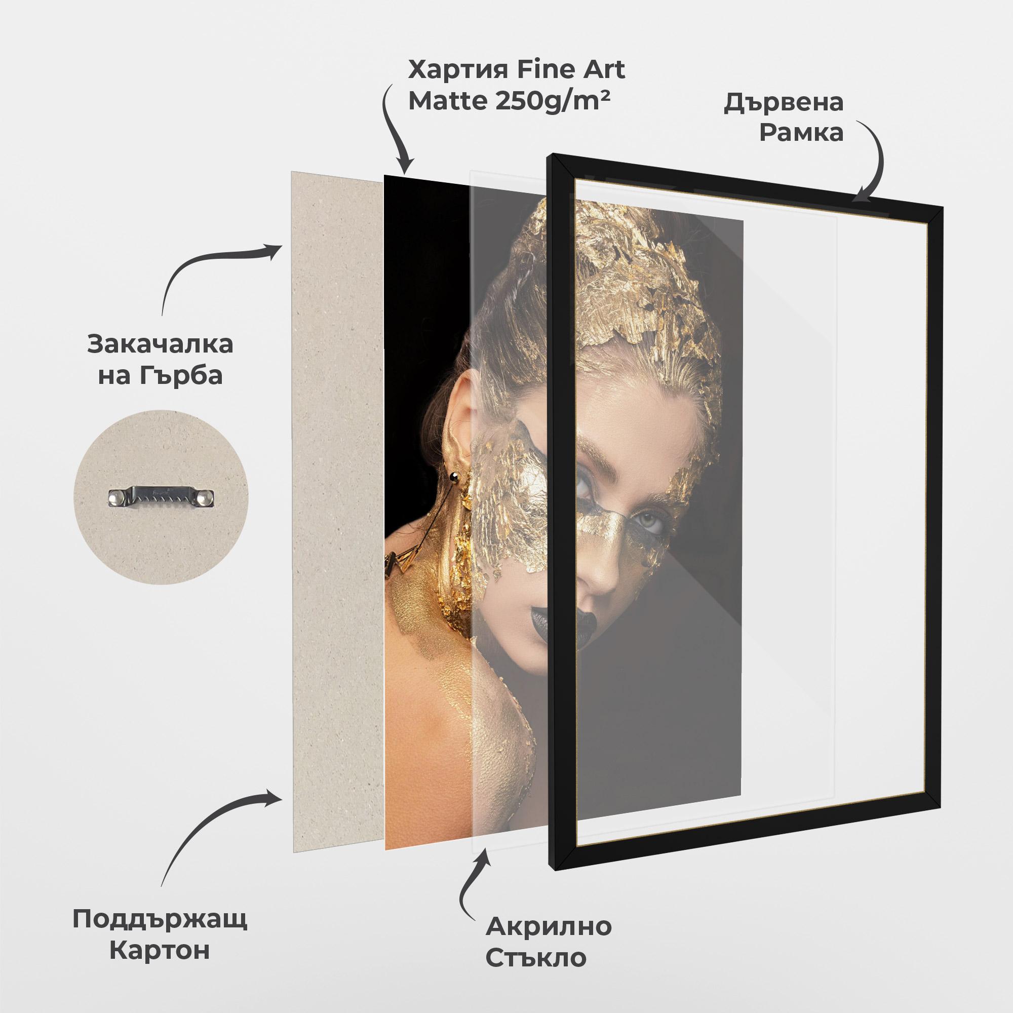 Рамкиран постер Golden Foil Face mockup 1