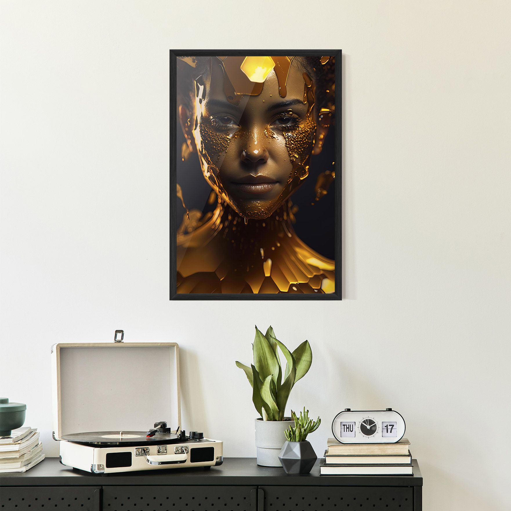 Gold Honeycomb Girl mockup 2