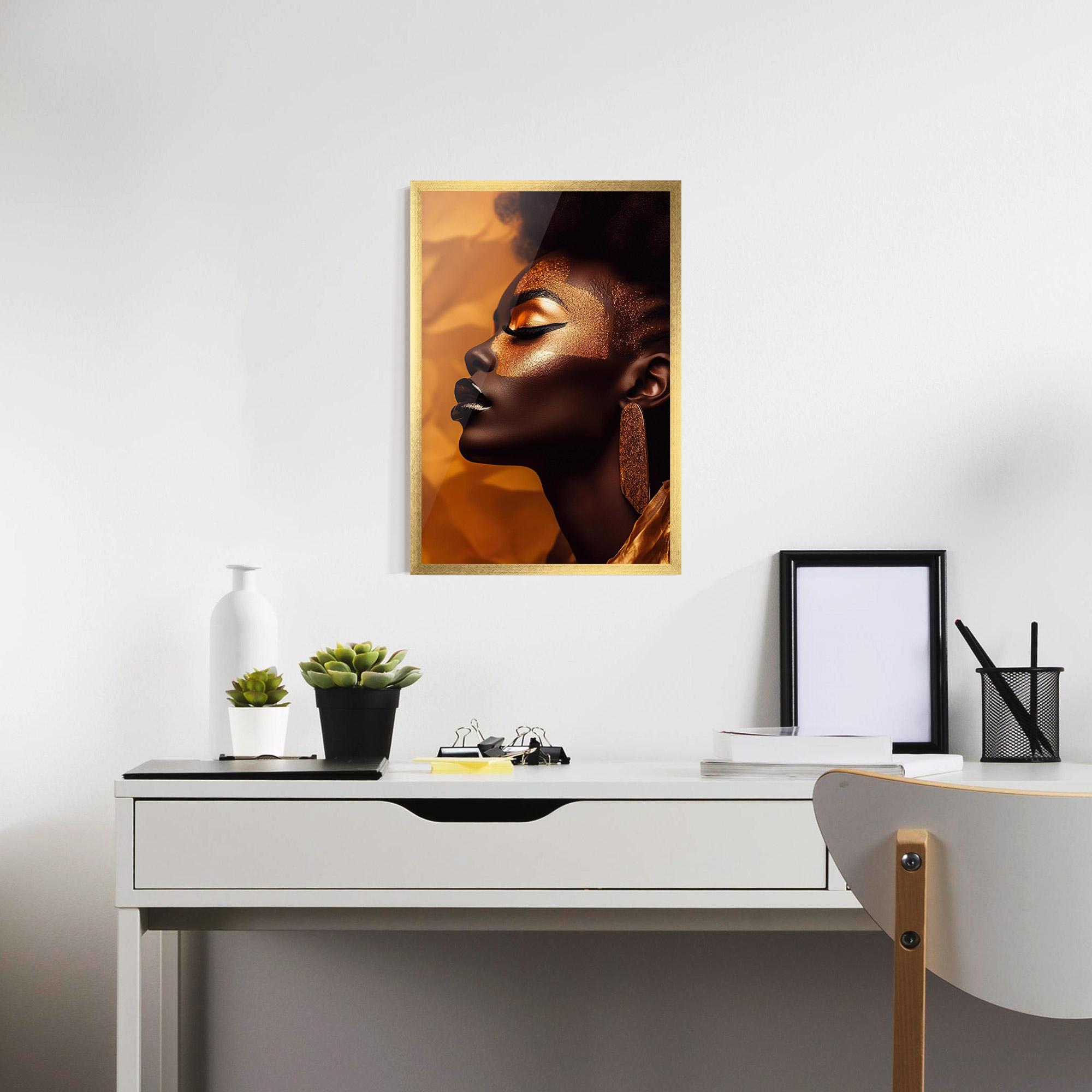 Рамкиран постер Fashion Gold Portrait mockup 7