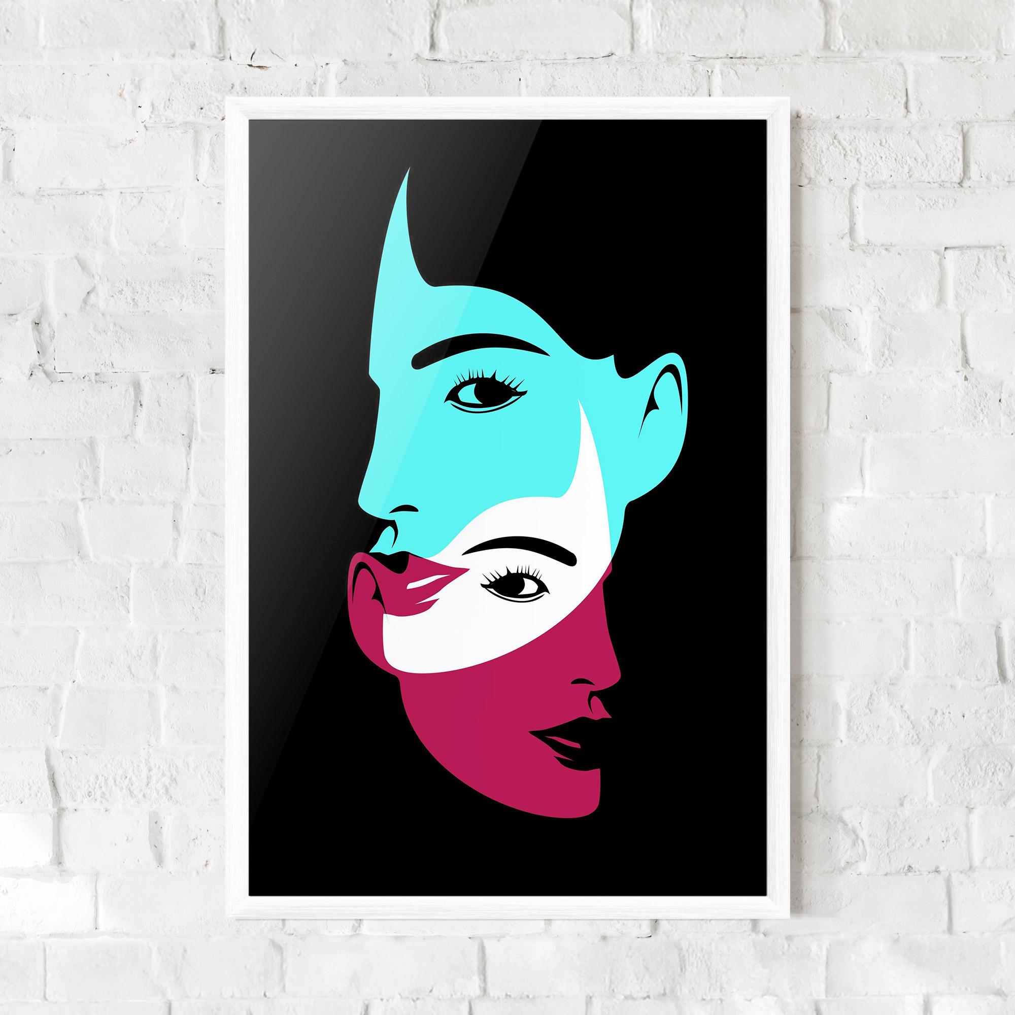 Рамкиран постер Blue Pink Women mockup 0