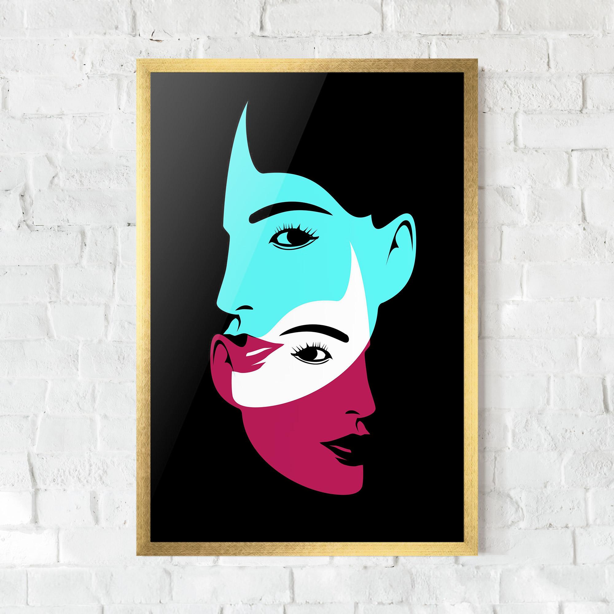 Рамкиран постер Blue Pink Women mockup 0