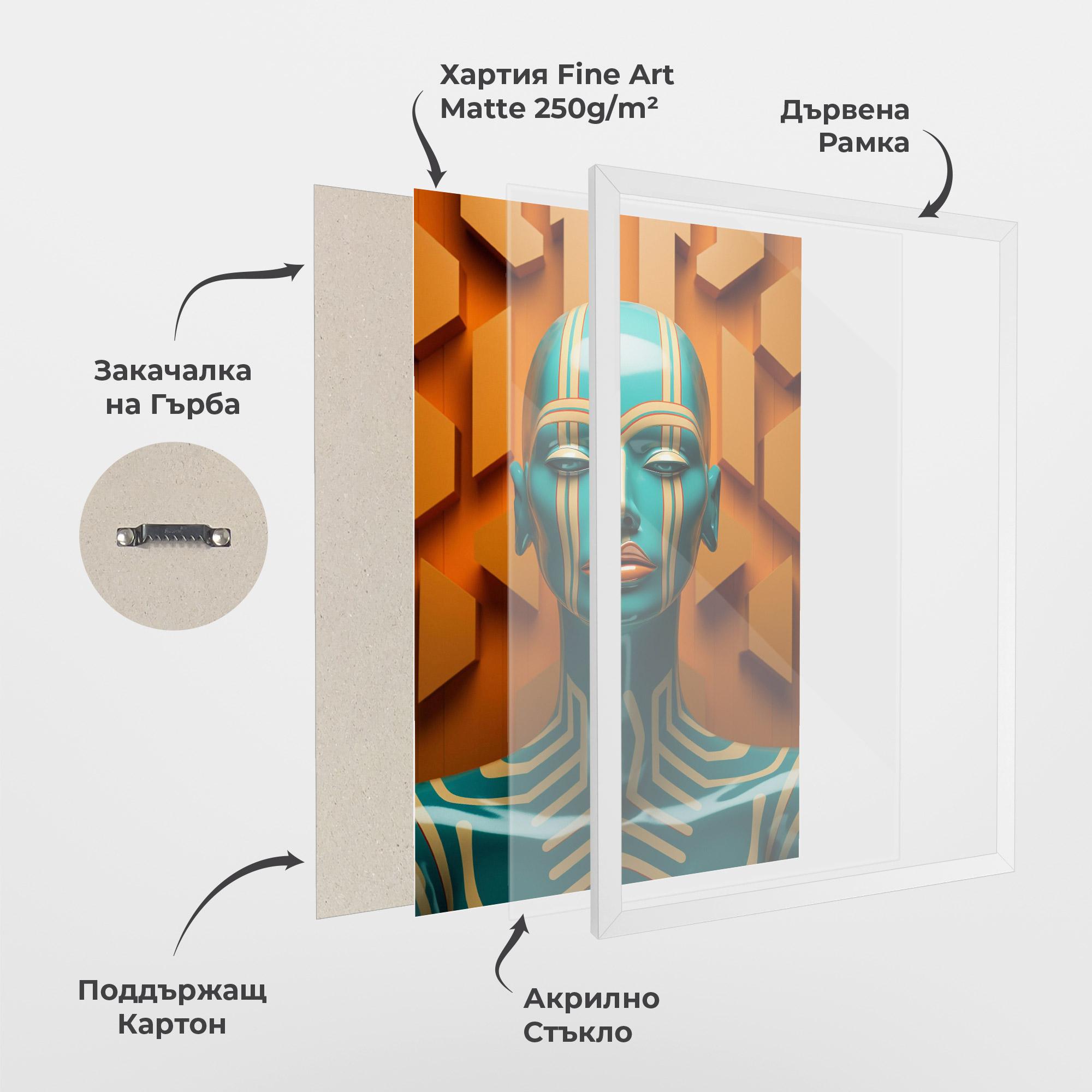 Рамкиран постер Abstract Blue Woman mockup 1
