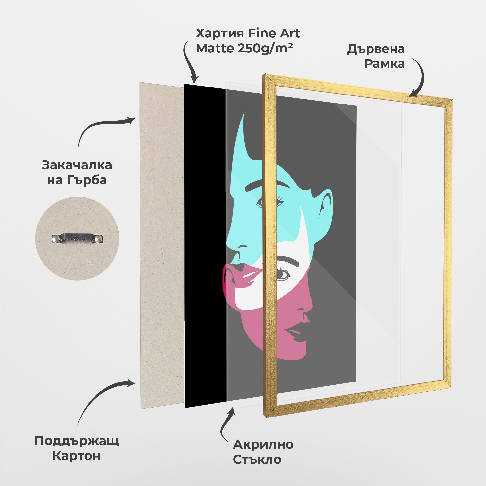 Рамкиран постер Blue Pink Women mockup 1