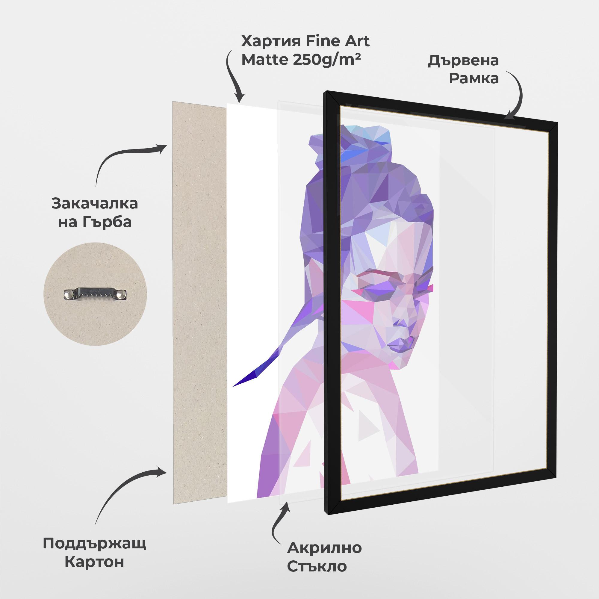 Рамкиран постер Purple Poly Girl mockup 1