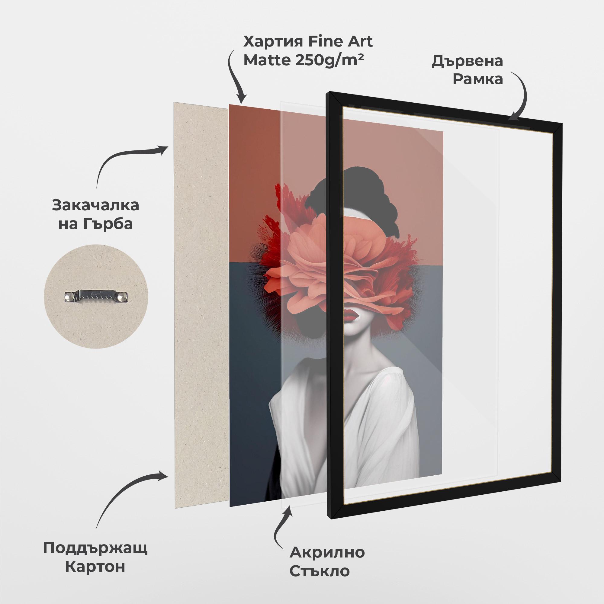 Рамкиран постер Red Flower Woman mockup 1