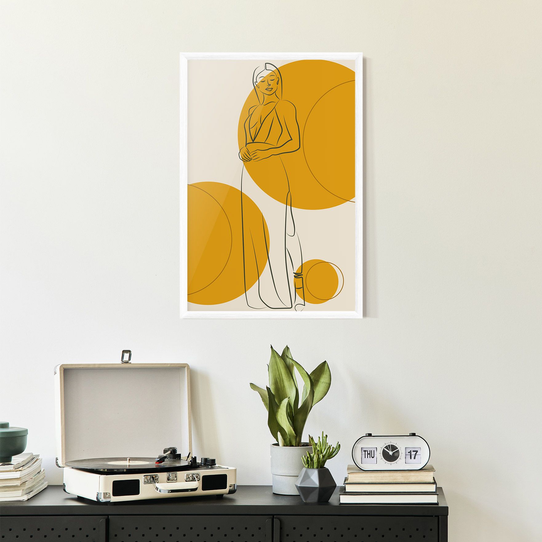 Yellow Circle Lady mockup 2