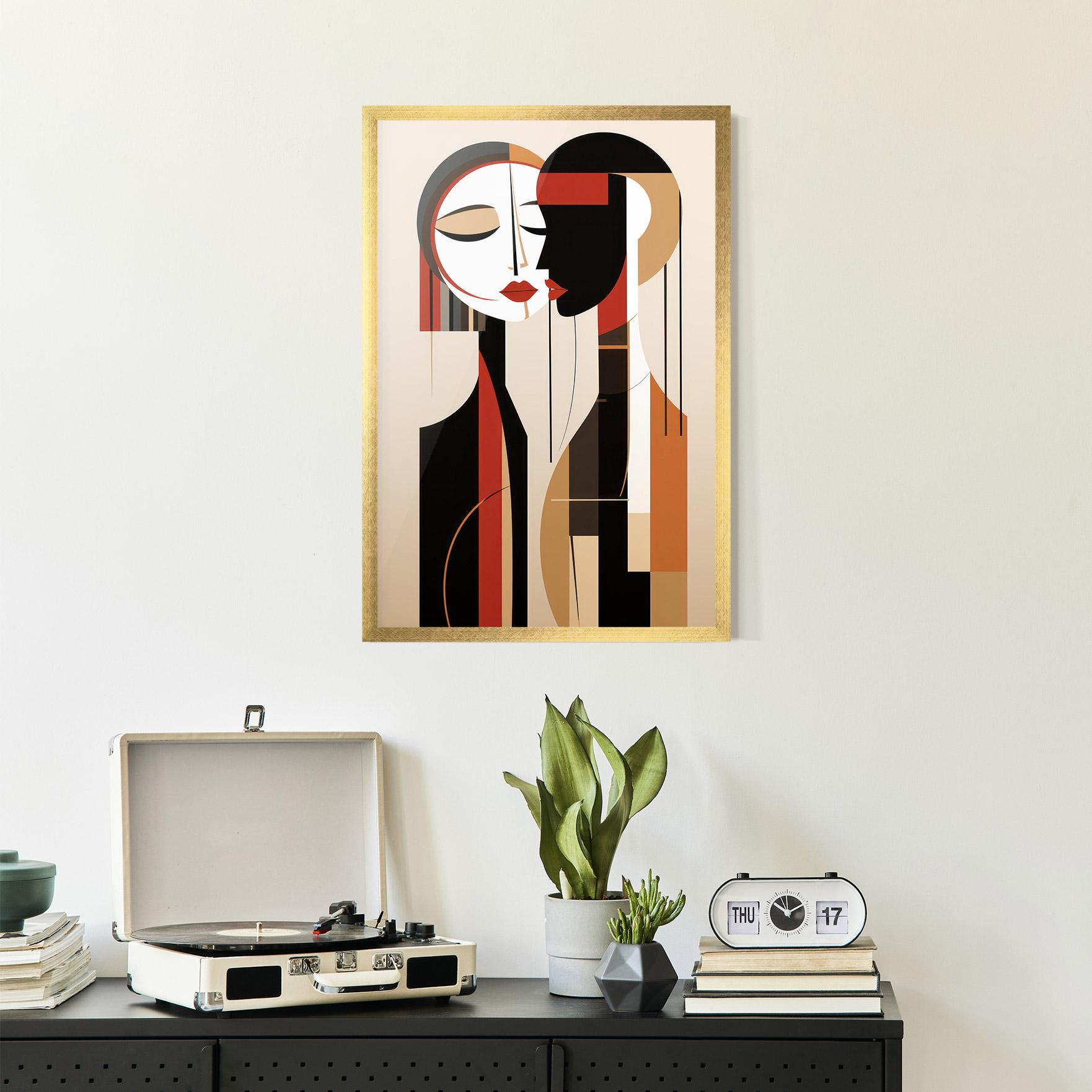 Рамкиран постер Abstract Couple Kissing mockup 2