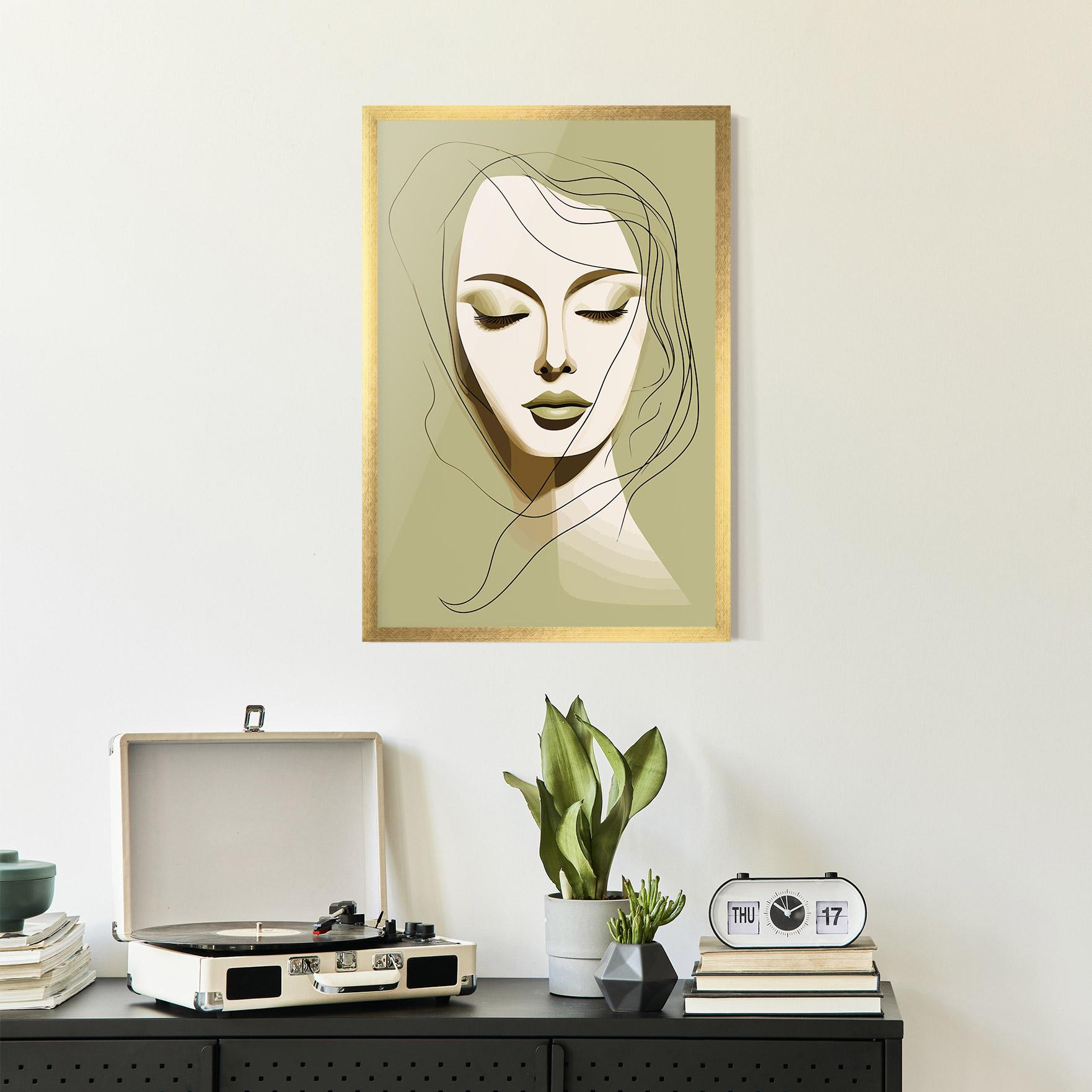 Рамкиран постер Cream Womans Face mockup 2