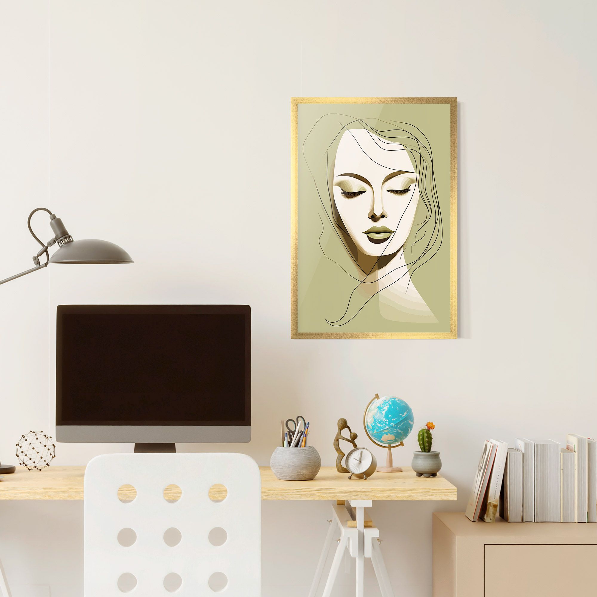 Cream Womans Face mockup 6