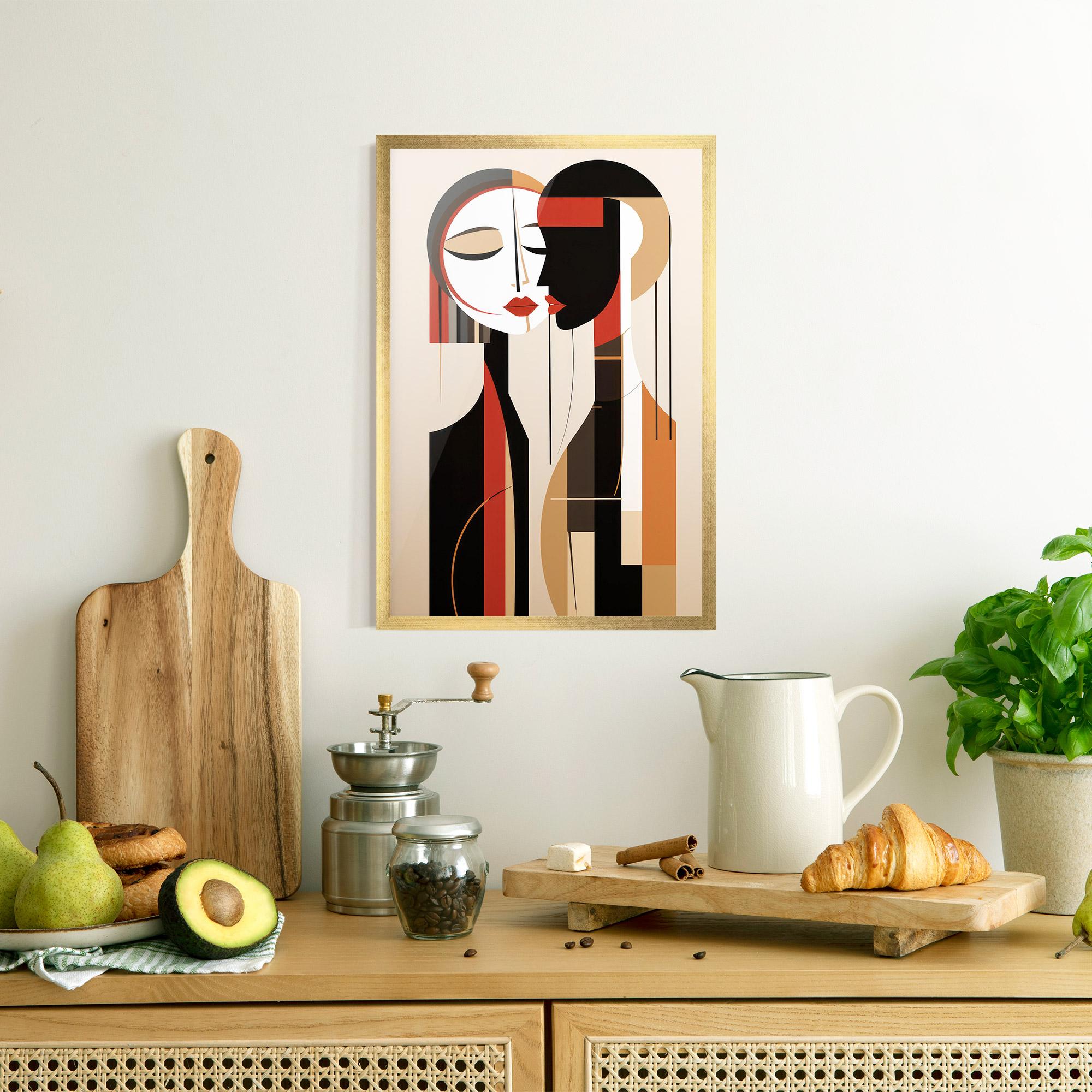 Рамкиран постер Abstract Couple Kissing mockup 8