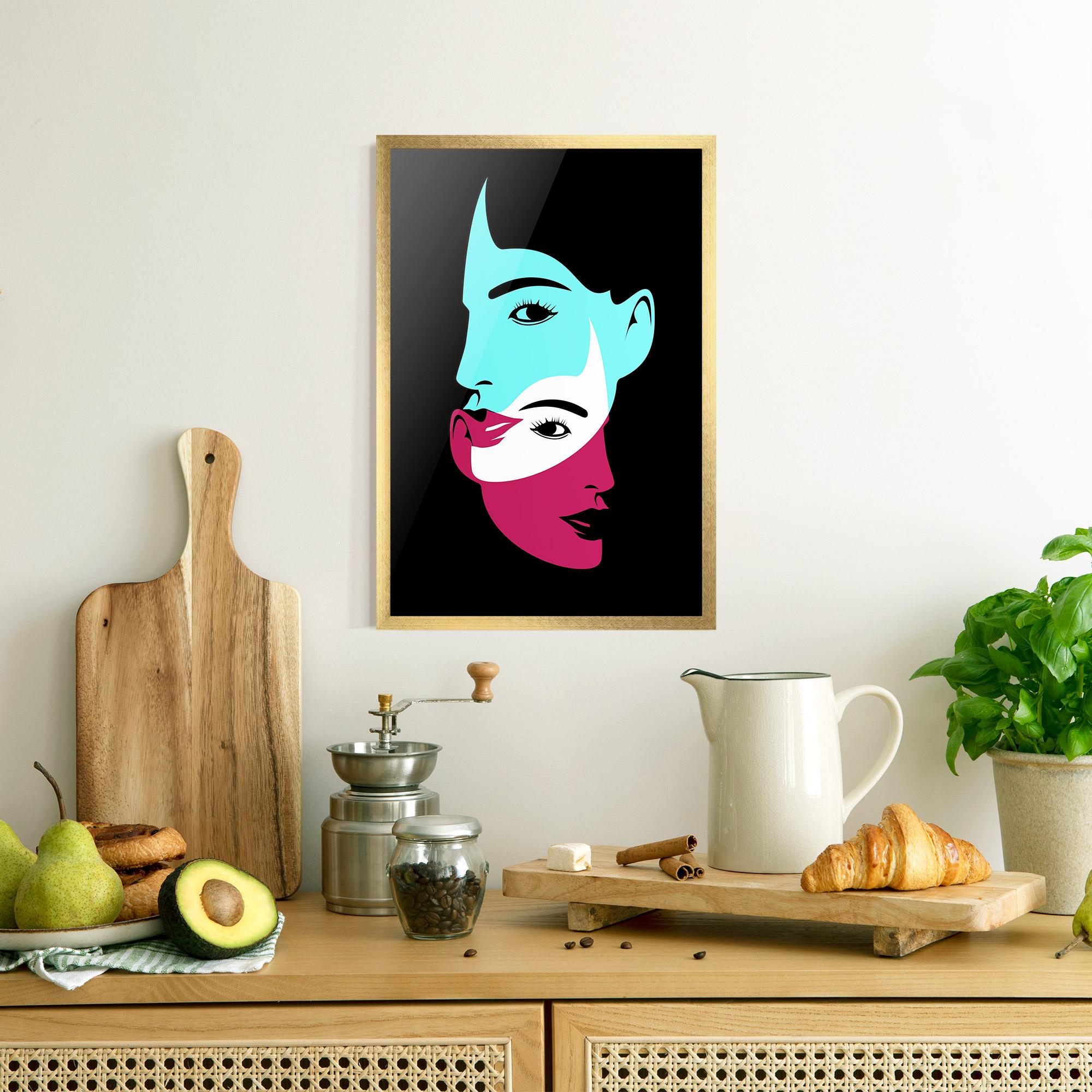 Рамкиран постер Blue Pink Women mockup 8