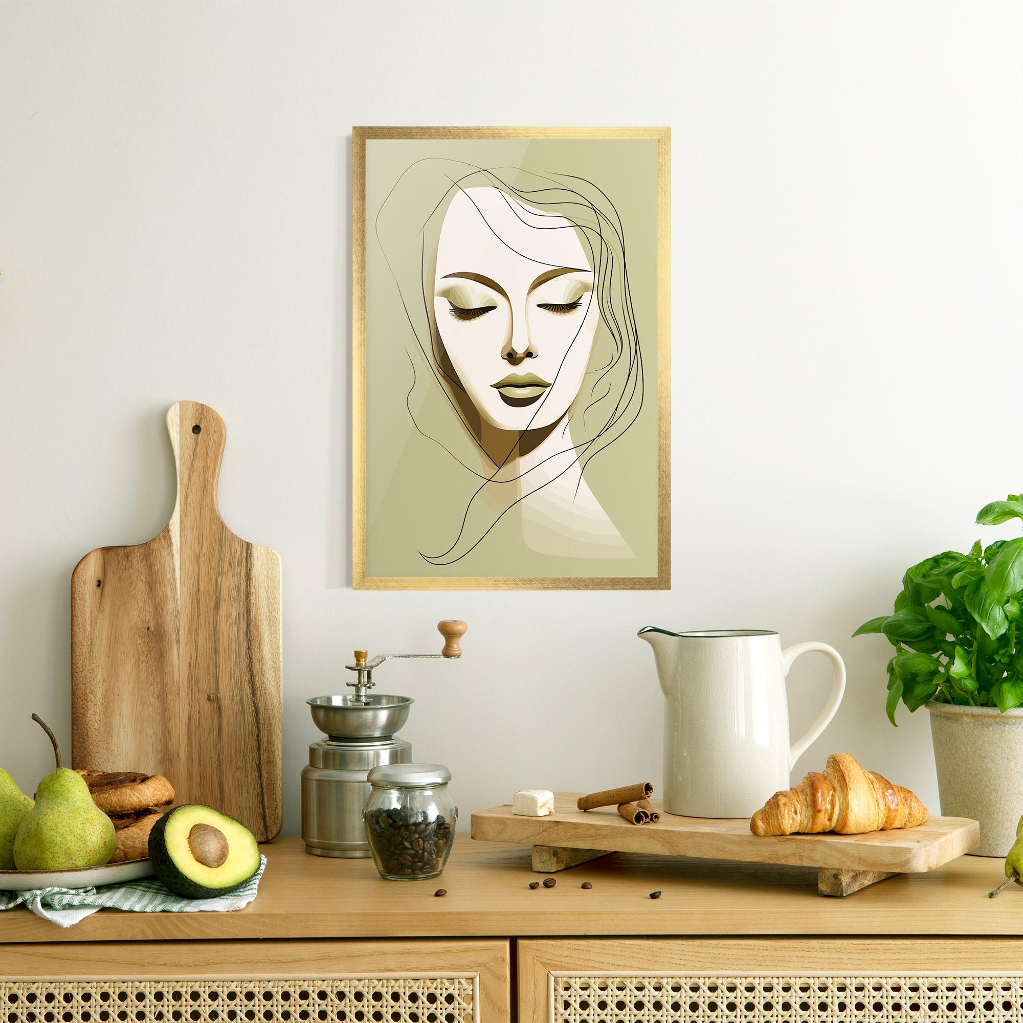 Рамкиран постер Cream Womans Face mockup 8