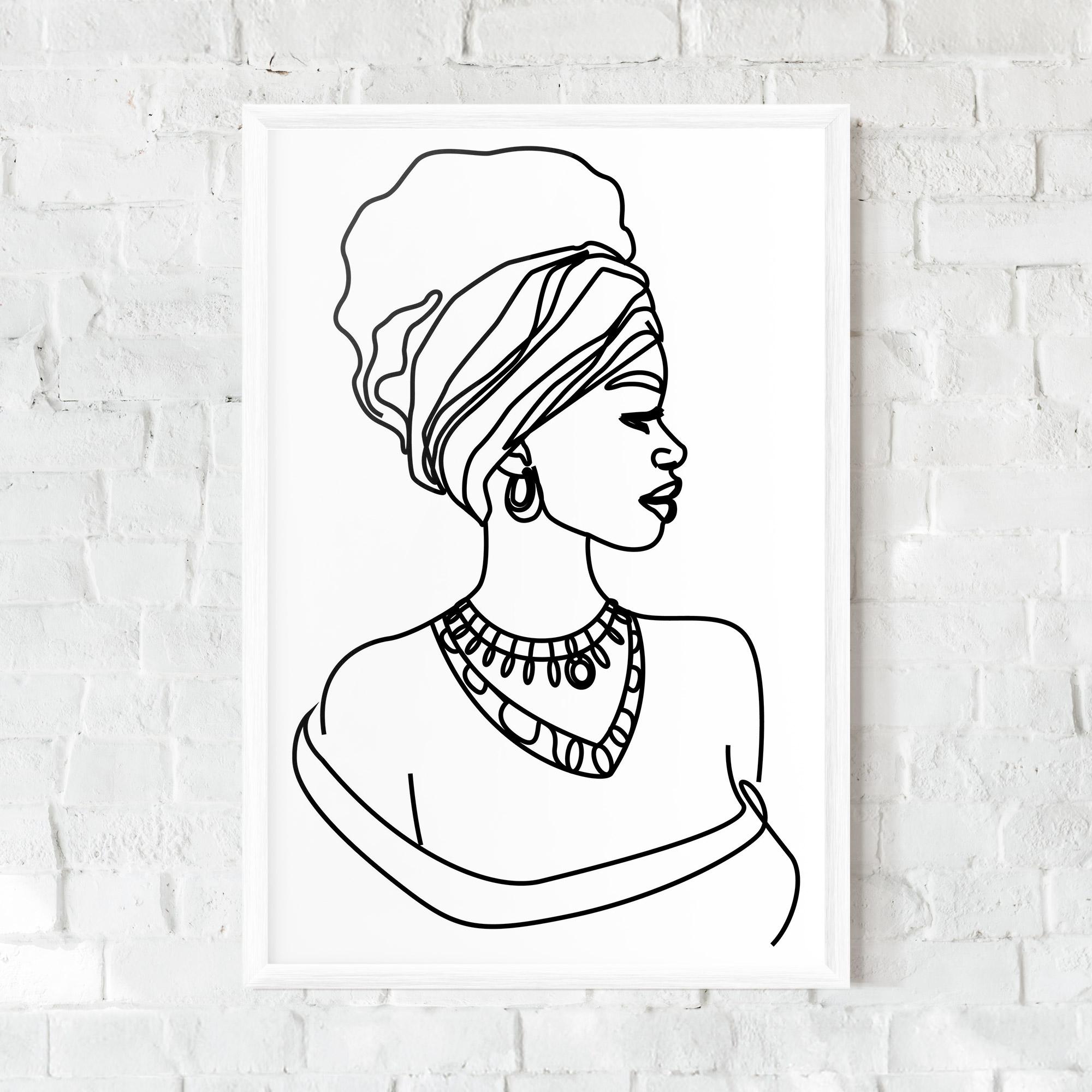 Рамкиран постер Black Line African mockup 0