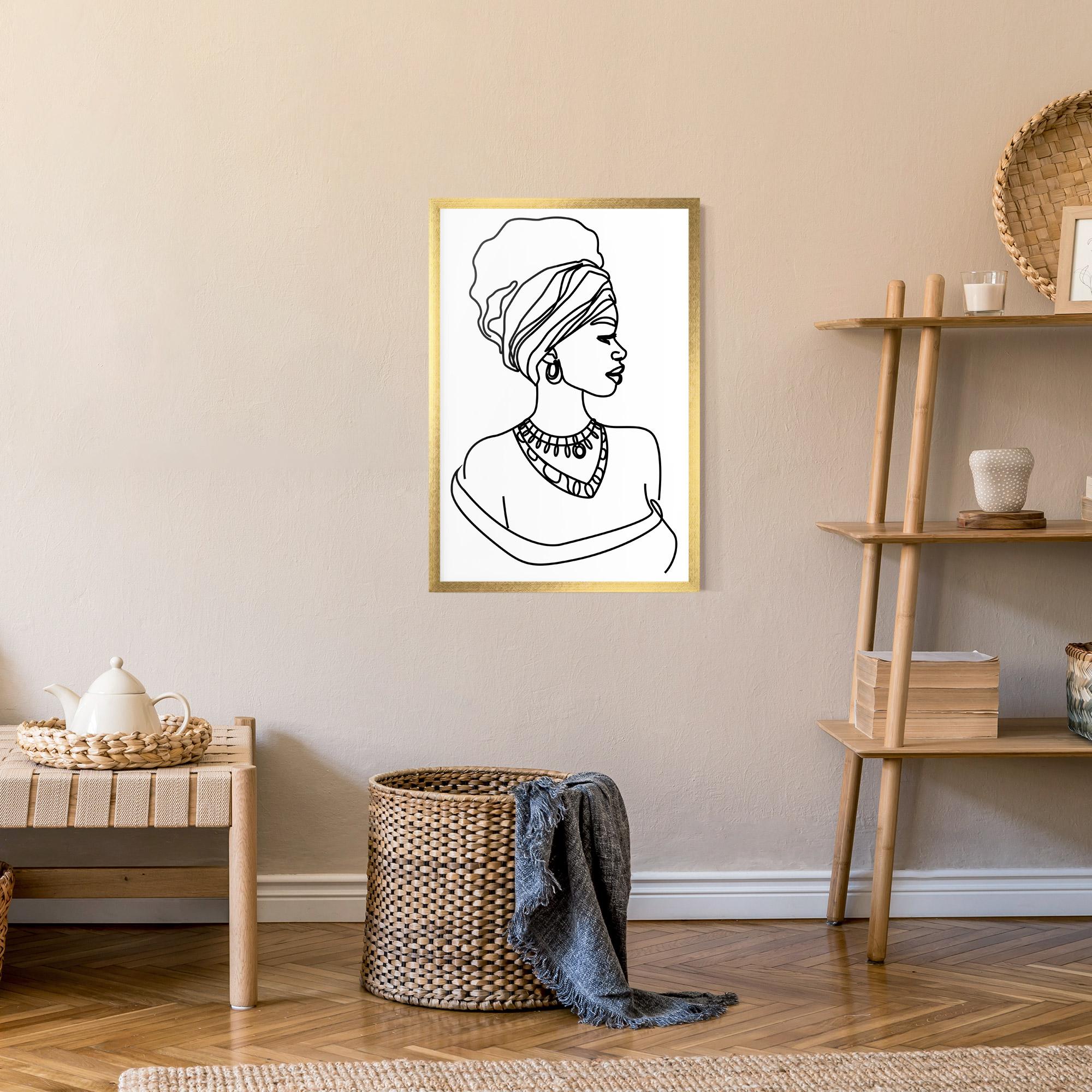 Рамкиран постер Black Line African mockup 9