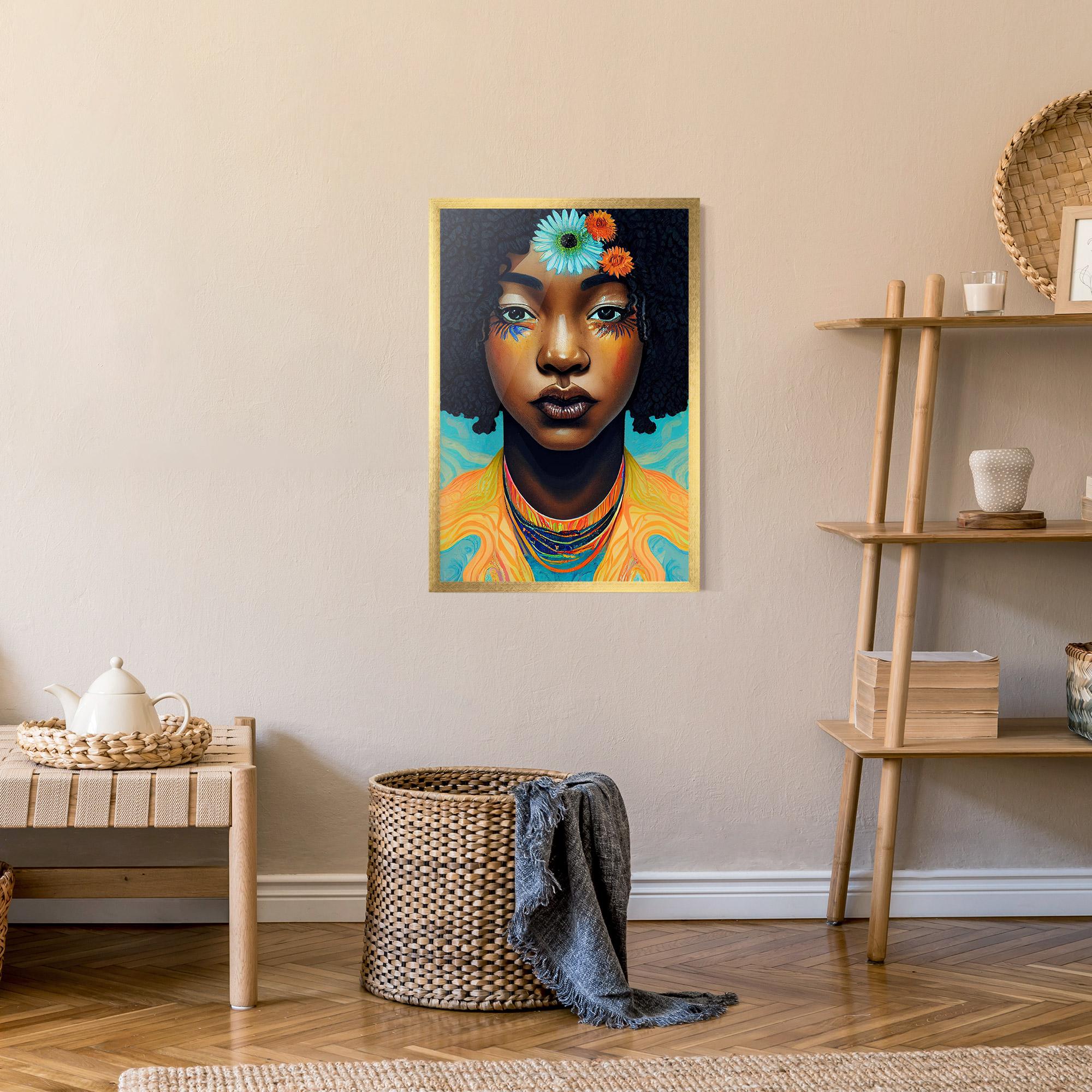 Рамкиран постер Portrait With Flowers mockup 9