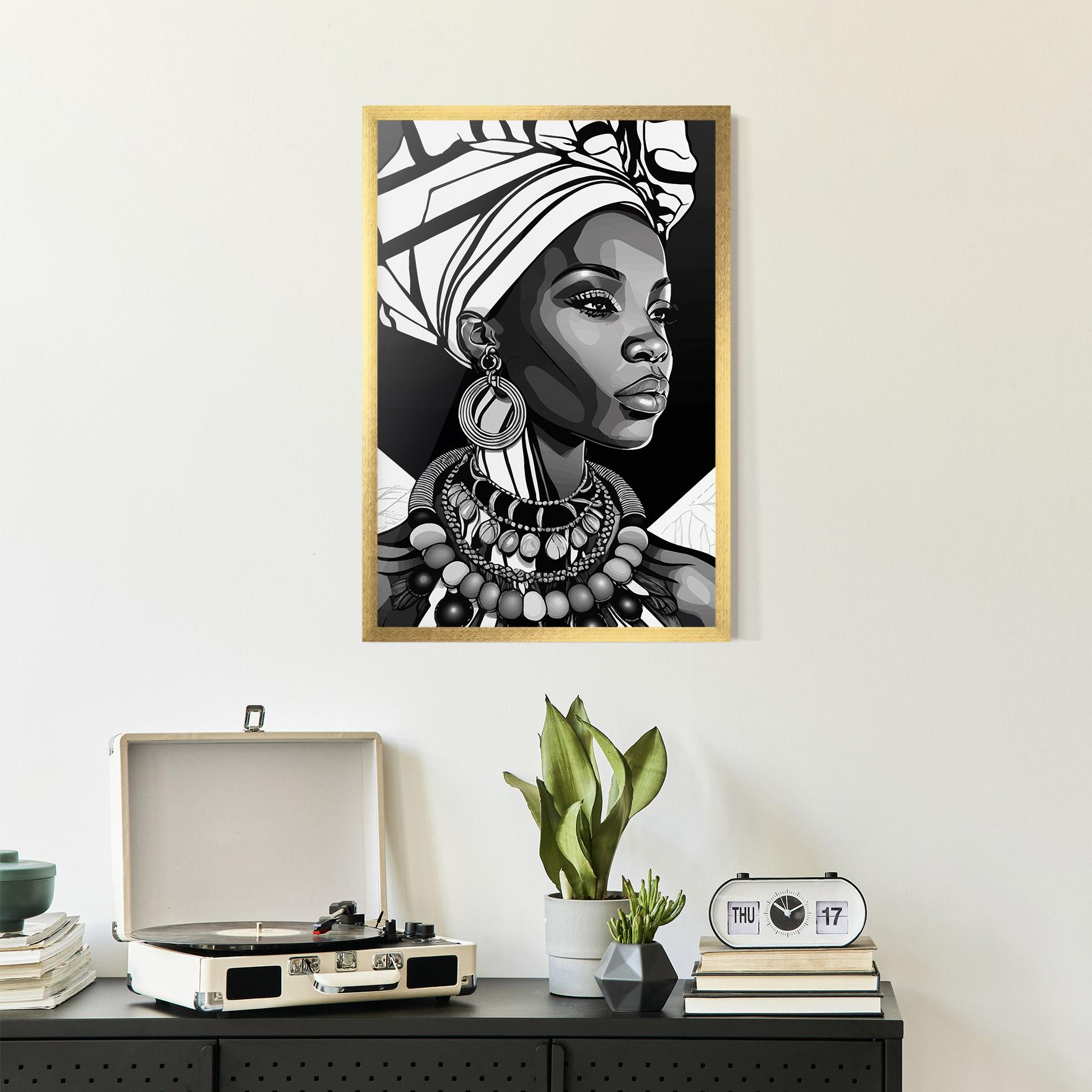 Рамкиран постер Black White African mockup 2
