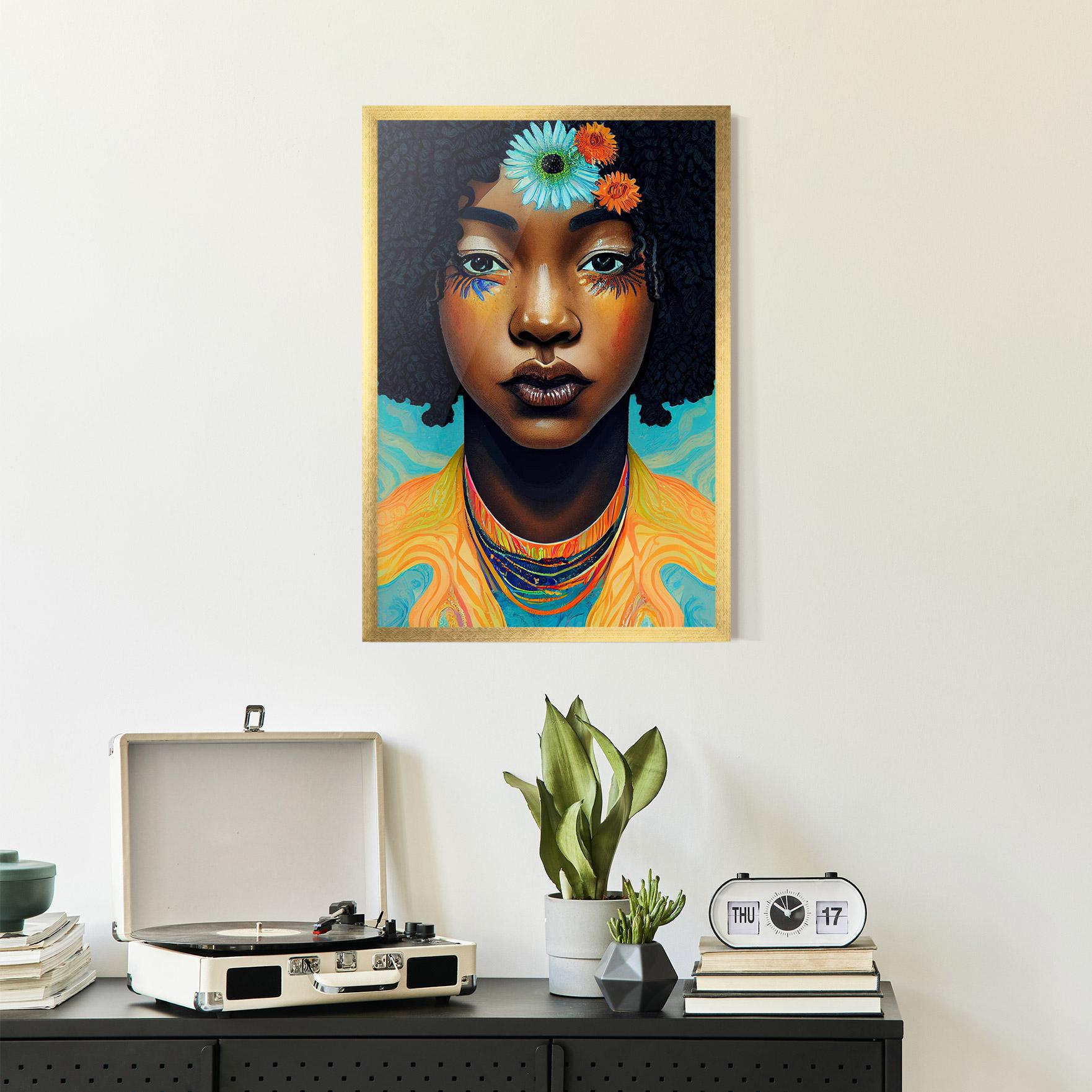 Рамкиран постер Portrait With Flowers mockup 2