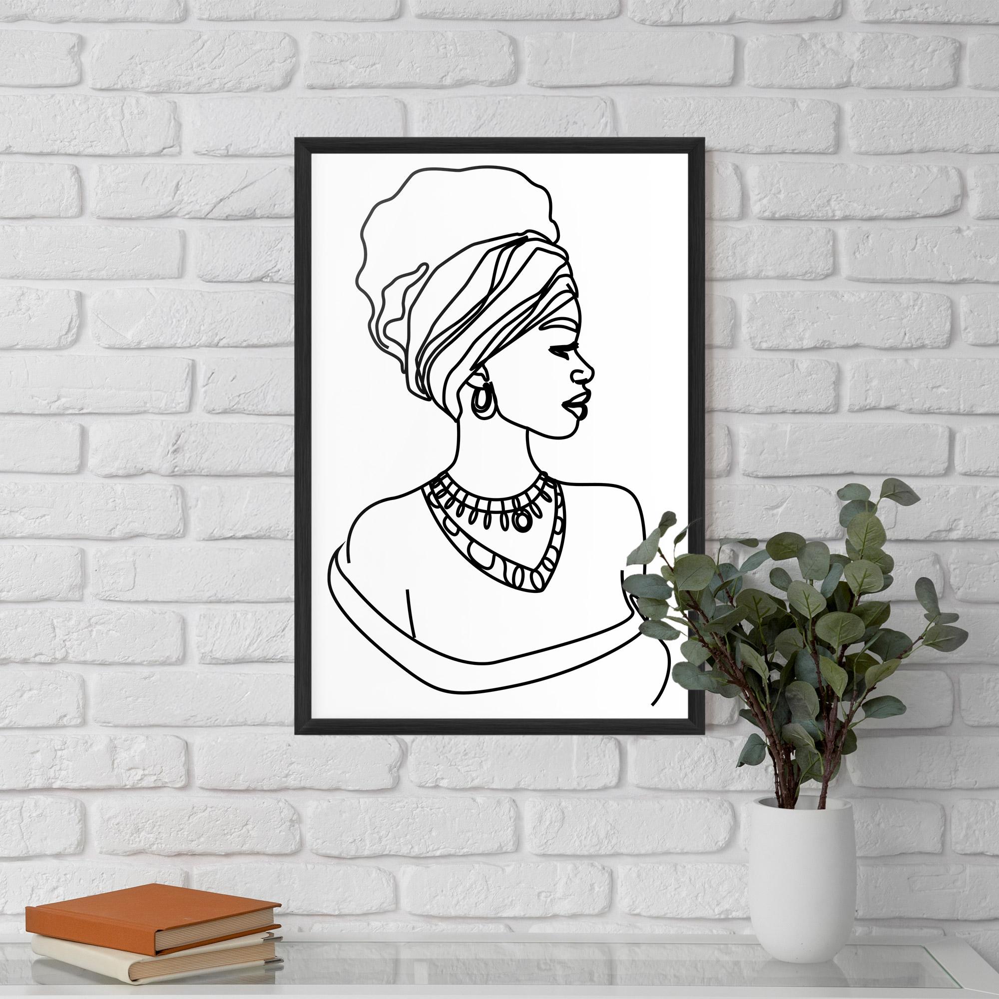 Рамкиран постер Black Line African mockup 5