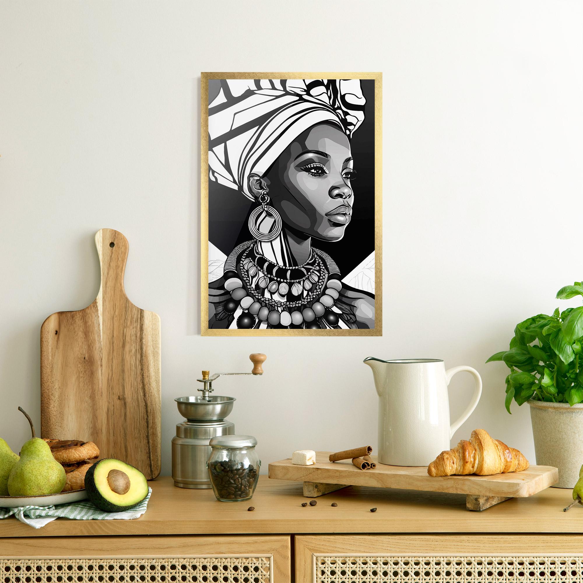 Рамкиран постер Black White African mockup 8