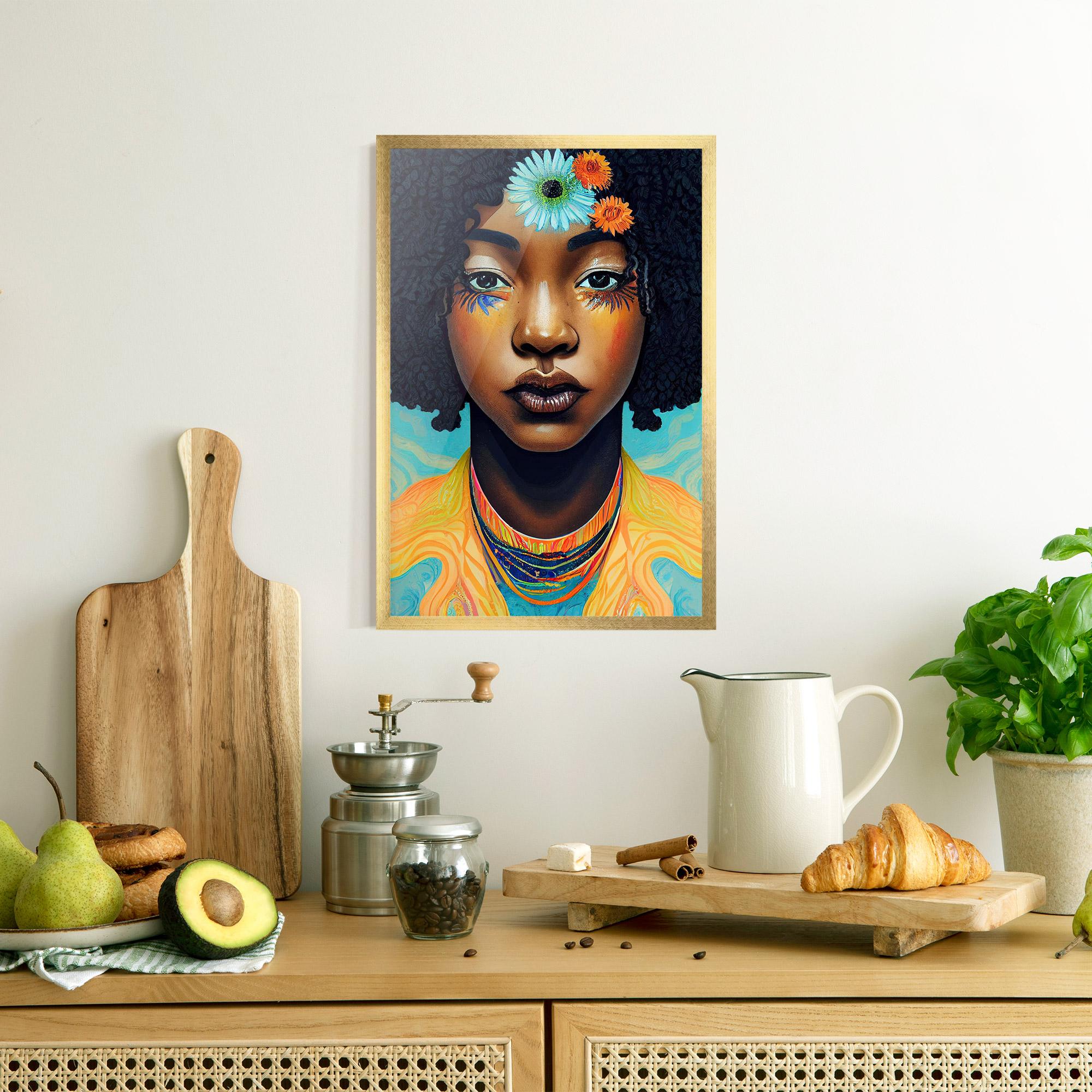 Рамкиран постер Portrait With Flowers mockup 8