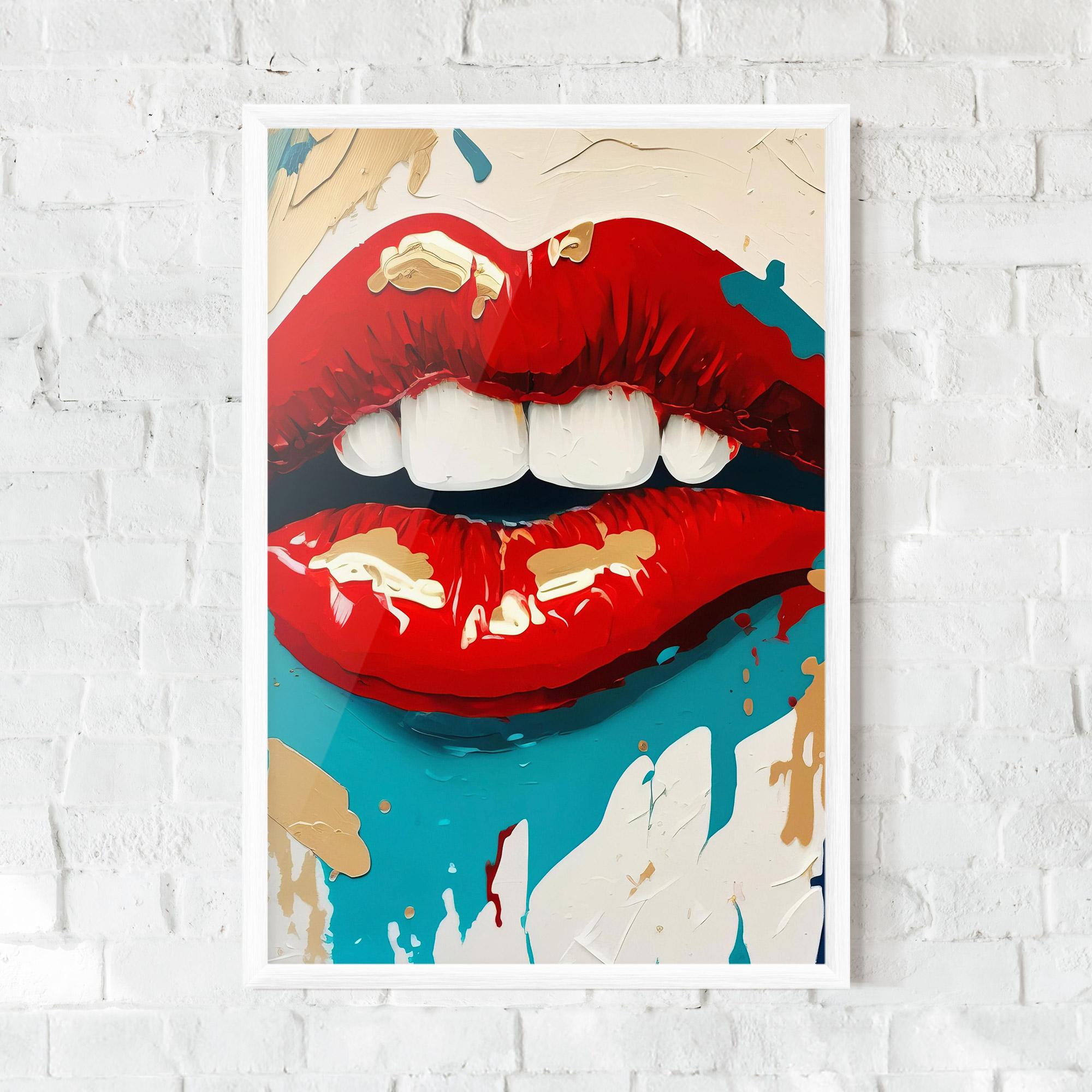 Рамкиран постер Red Gold Lips mockup 0