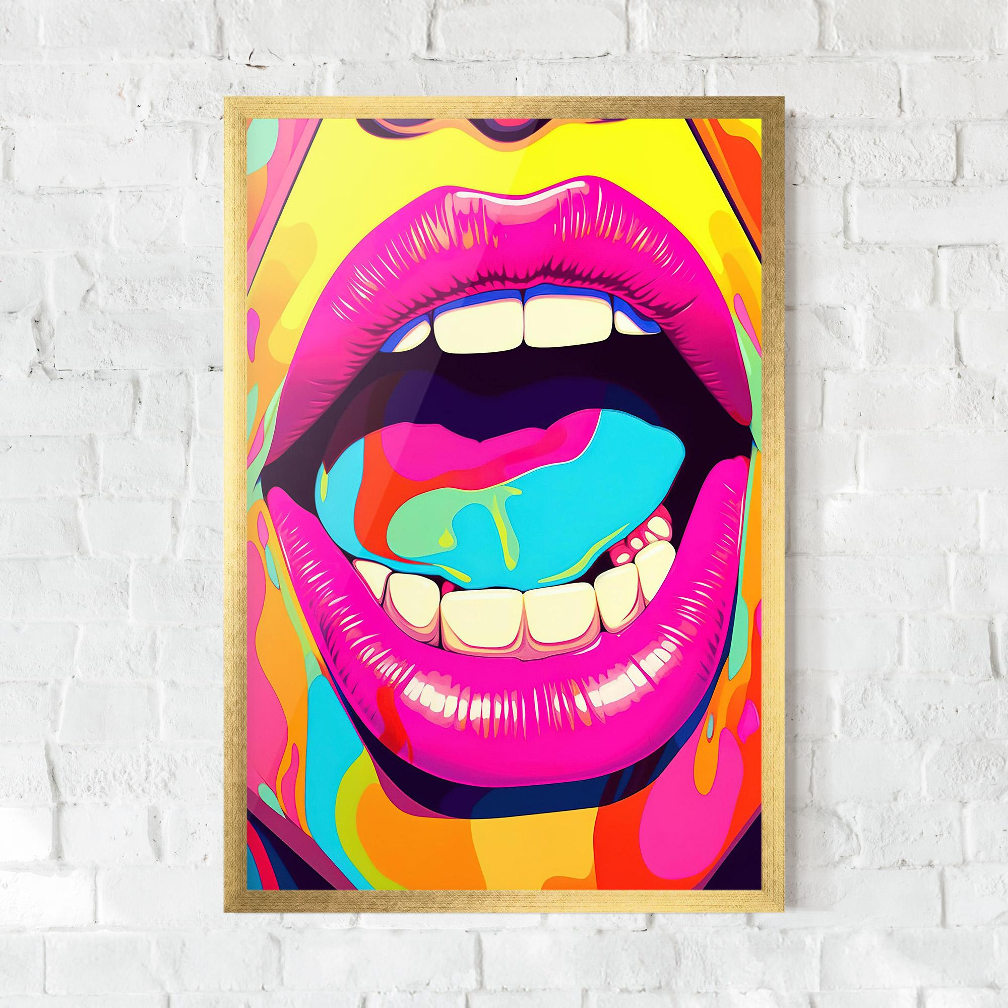 Рамкиран постер Pop Art Mouth mockup 0