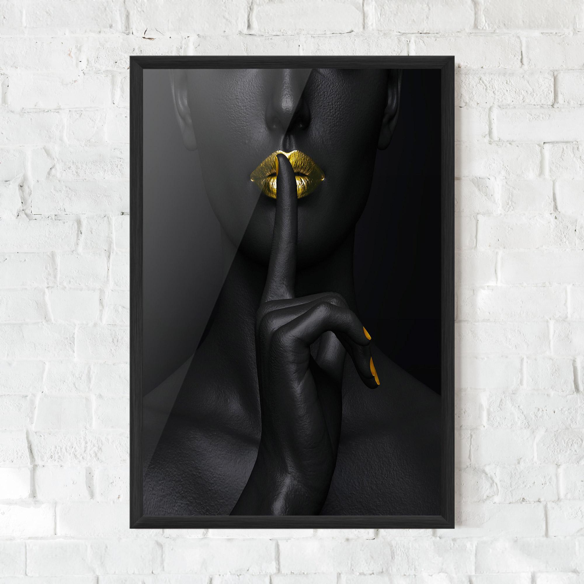 Рамкиран постер Silence Lips Portrait mockup 0