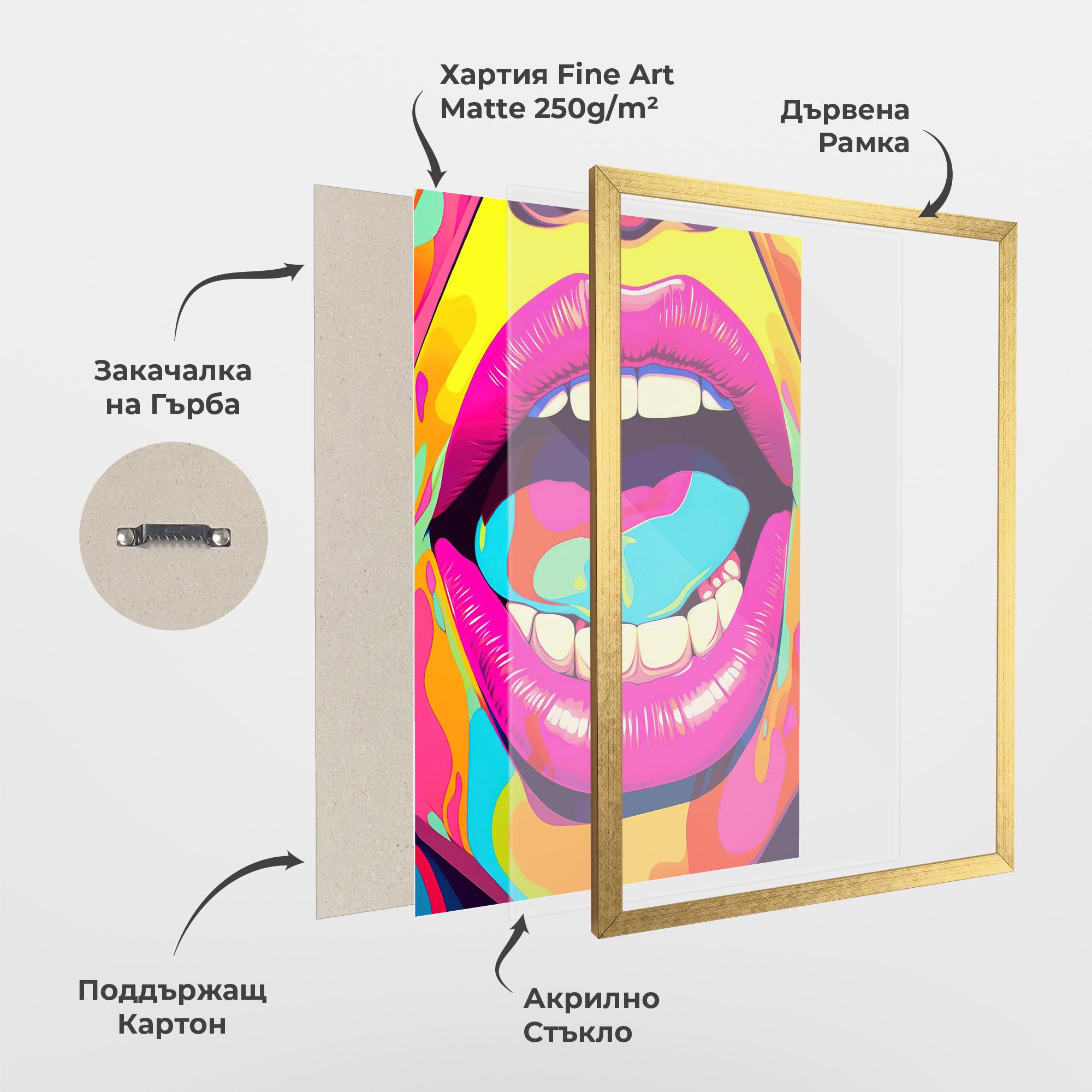 Рамкиран постер Pop Art Mouth mockup 1