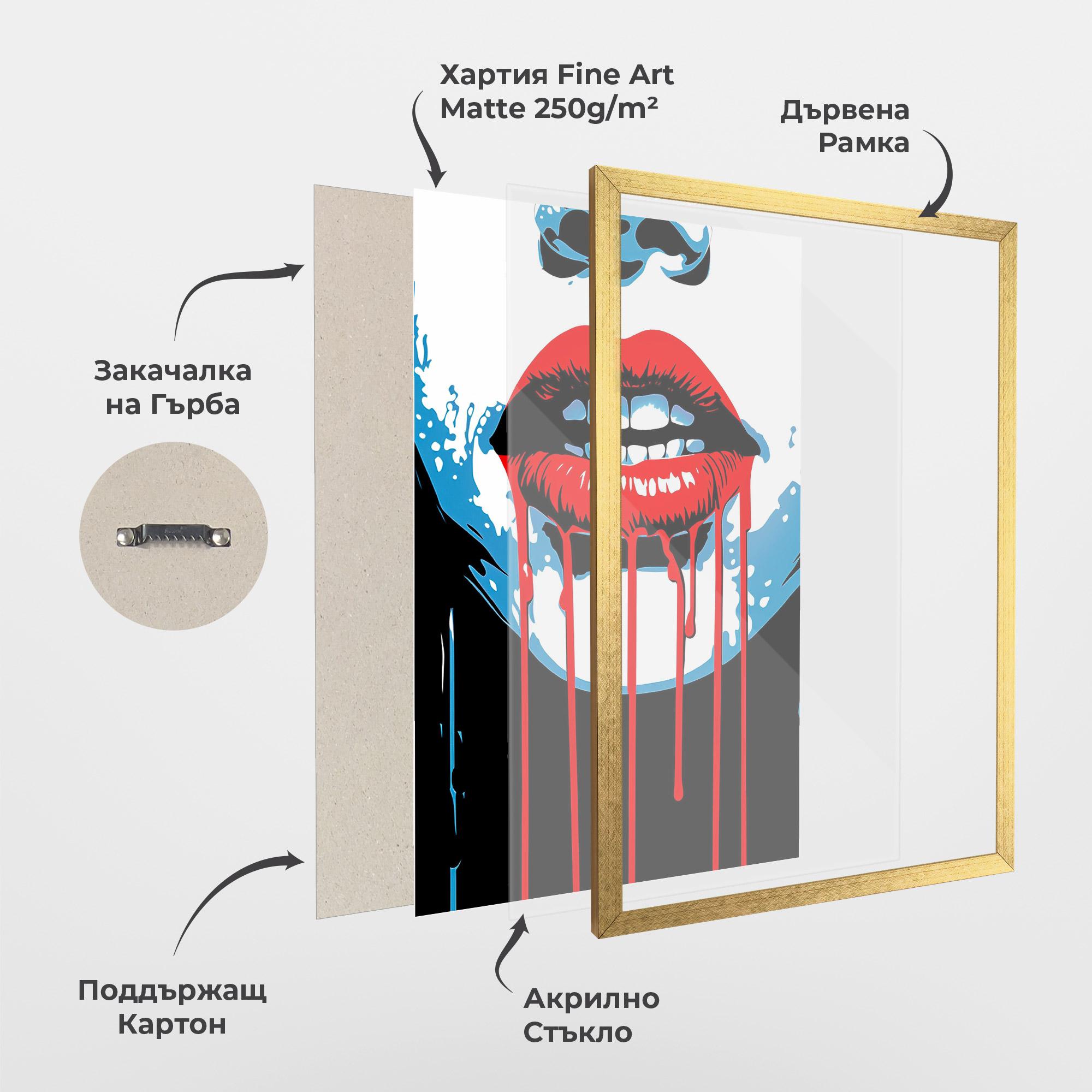 Рамкиран постер Red Lipstick Flowing mockup 1