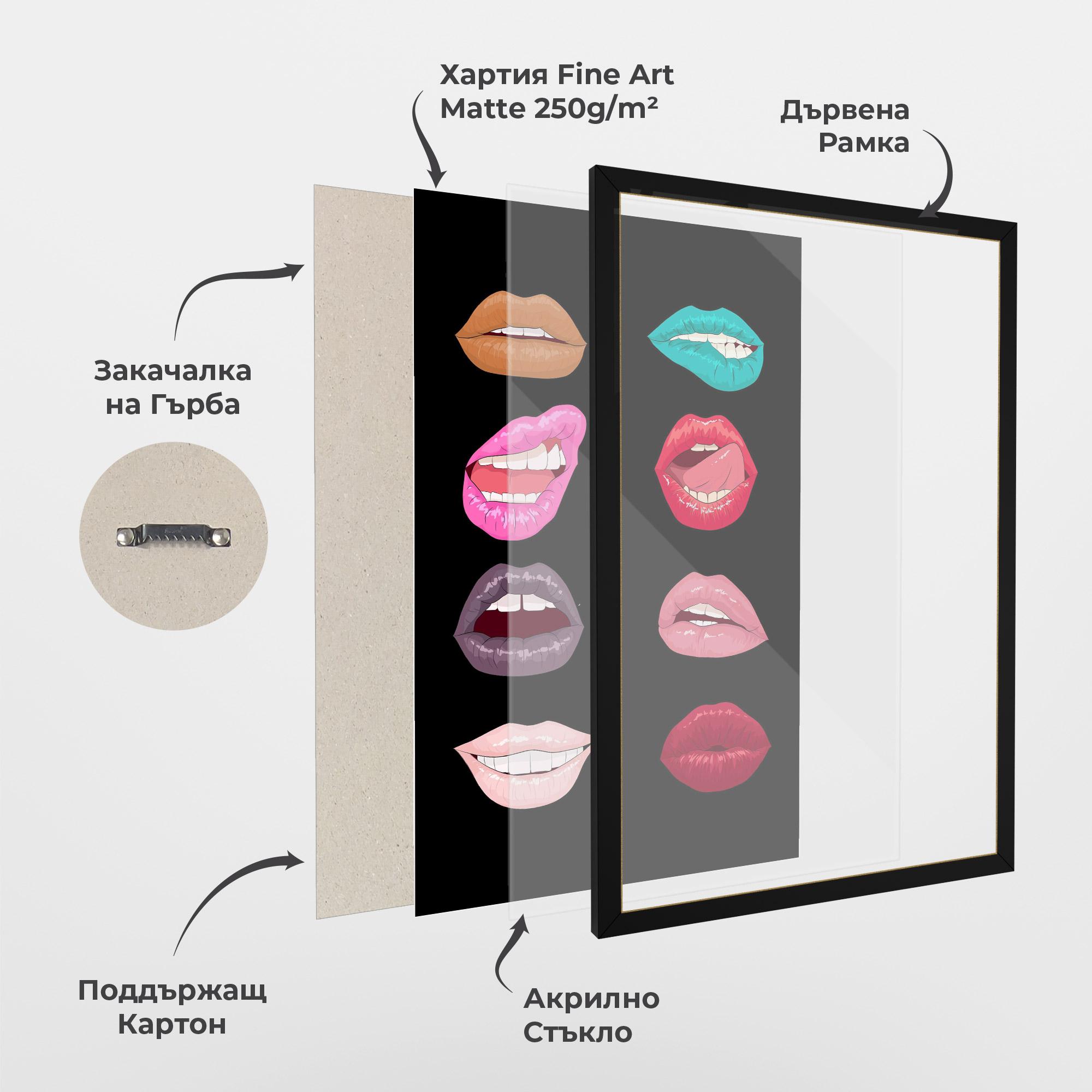 Рамкиран постер Colorful Lips mockup 1