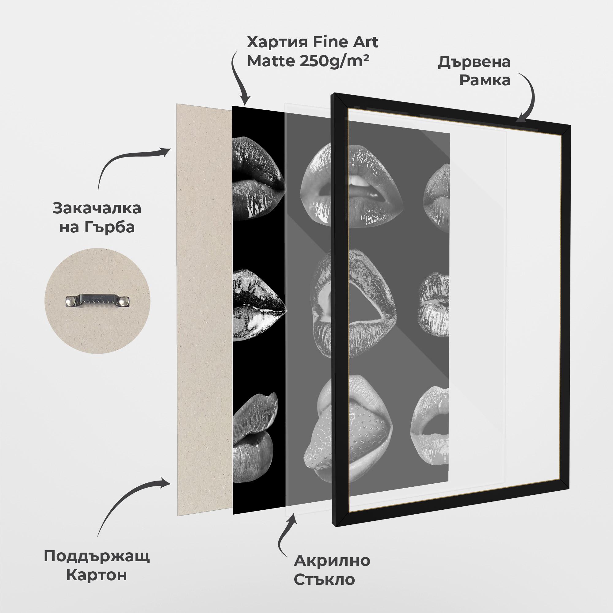 Рамкиран постер Grey Lips Collage mockup 1