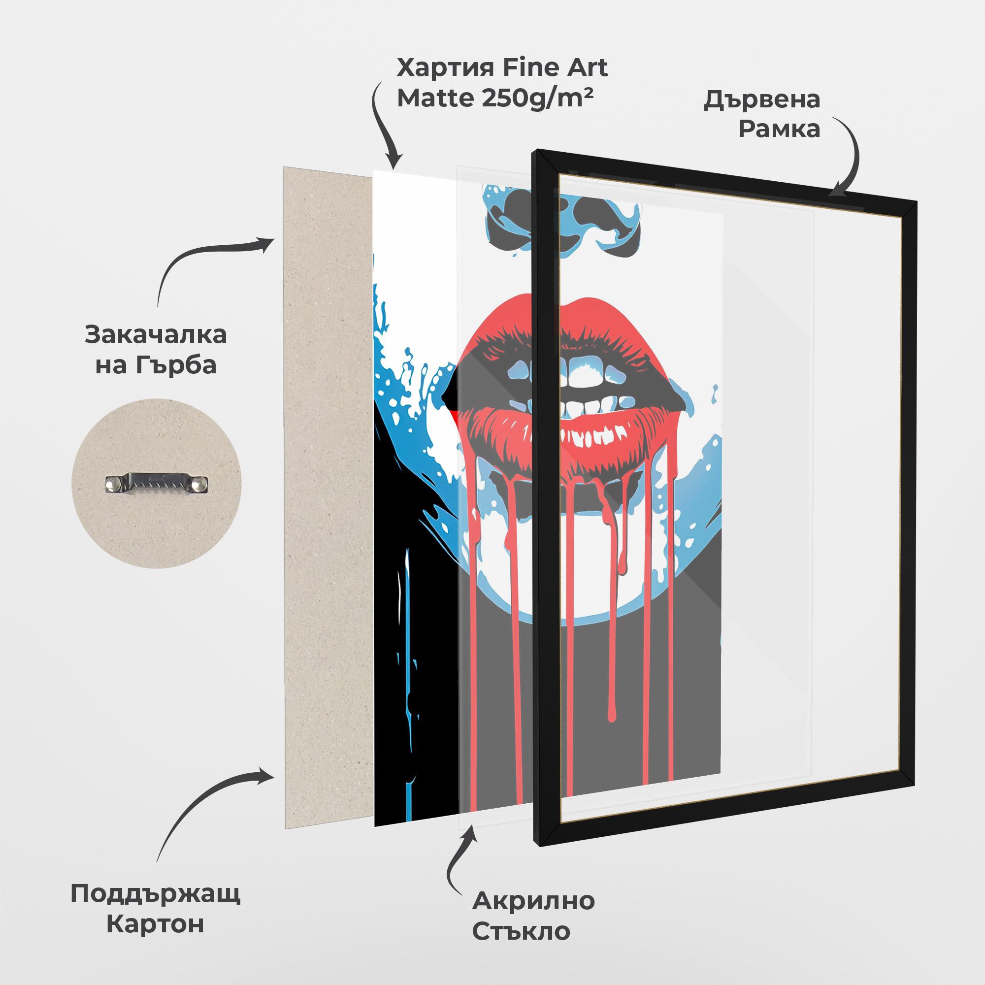 Рамкиран постер Red Lipstick Flowing mockup 1