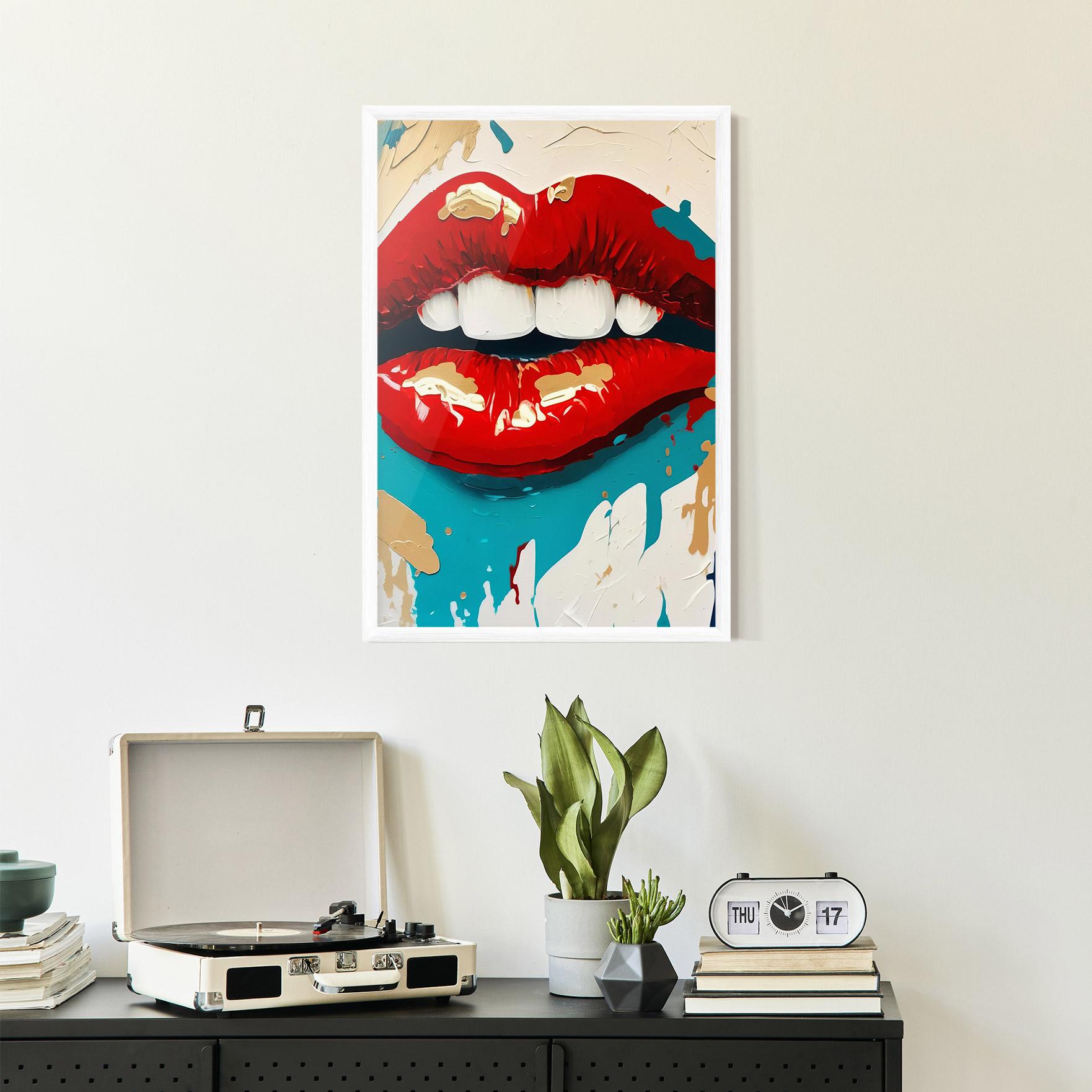 Рамкиран постер Red Gold Lips mockup 2