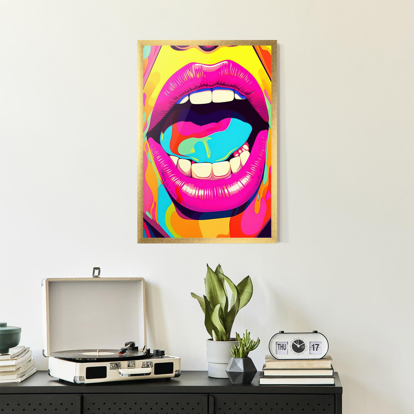Рамкиран постер Pop Art Mouth mockup 2
