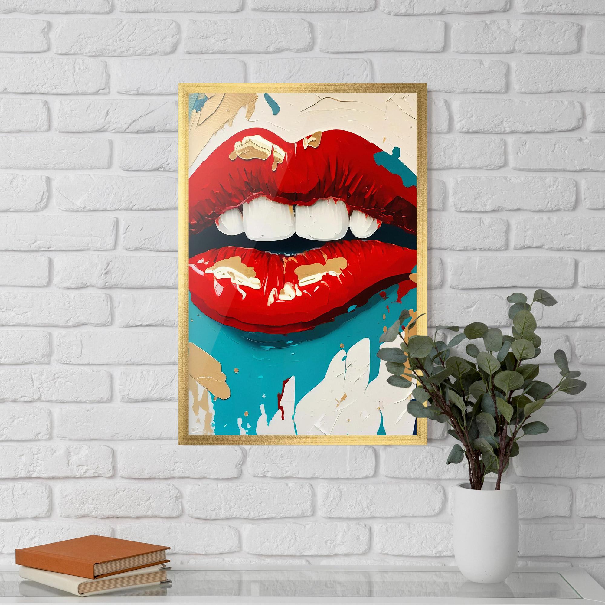 Рамкиран постер Red Gold Lips mockup 5