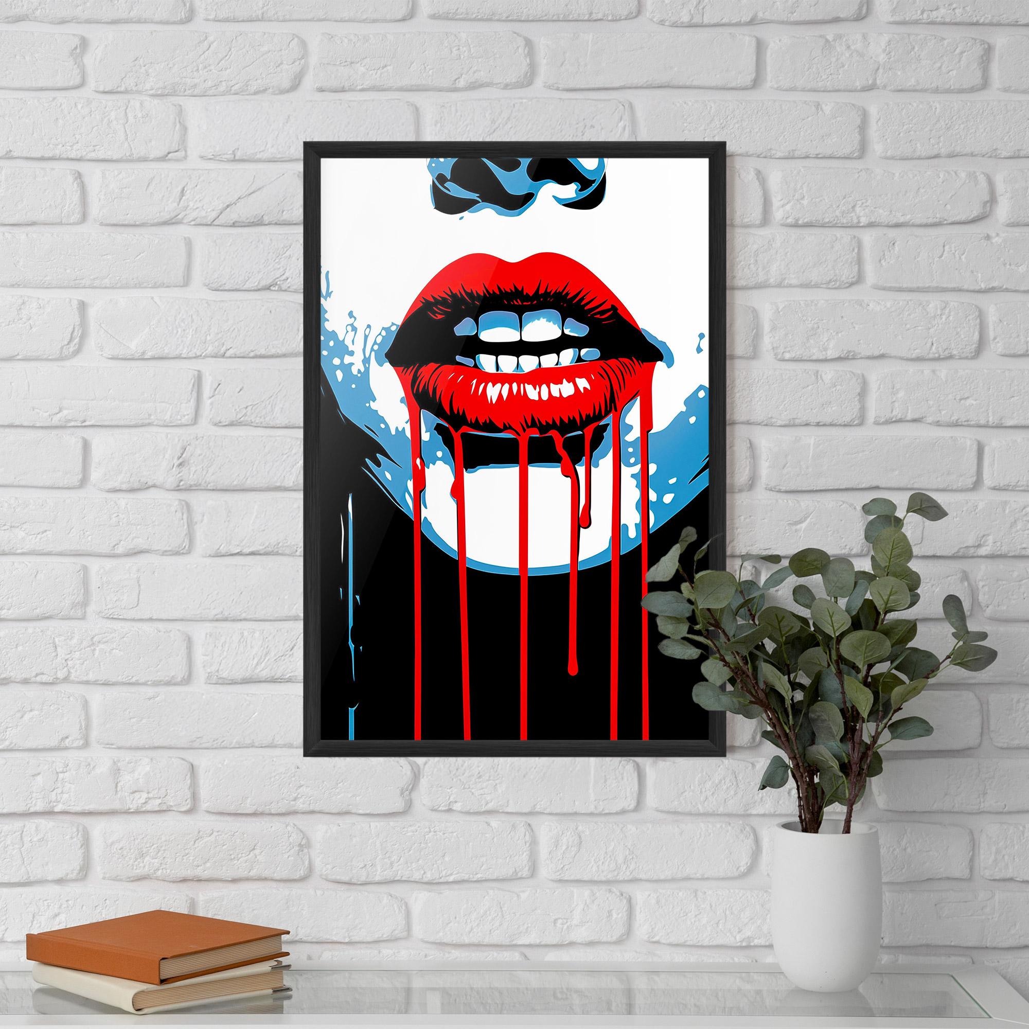 Рамкиран постер Red Lipstick Flowing mockup 5