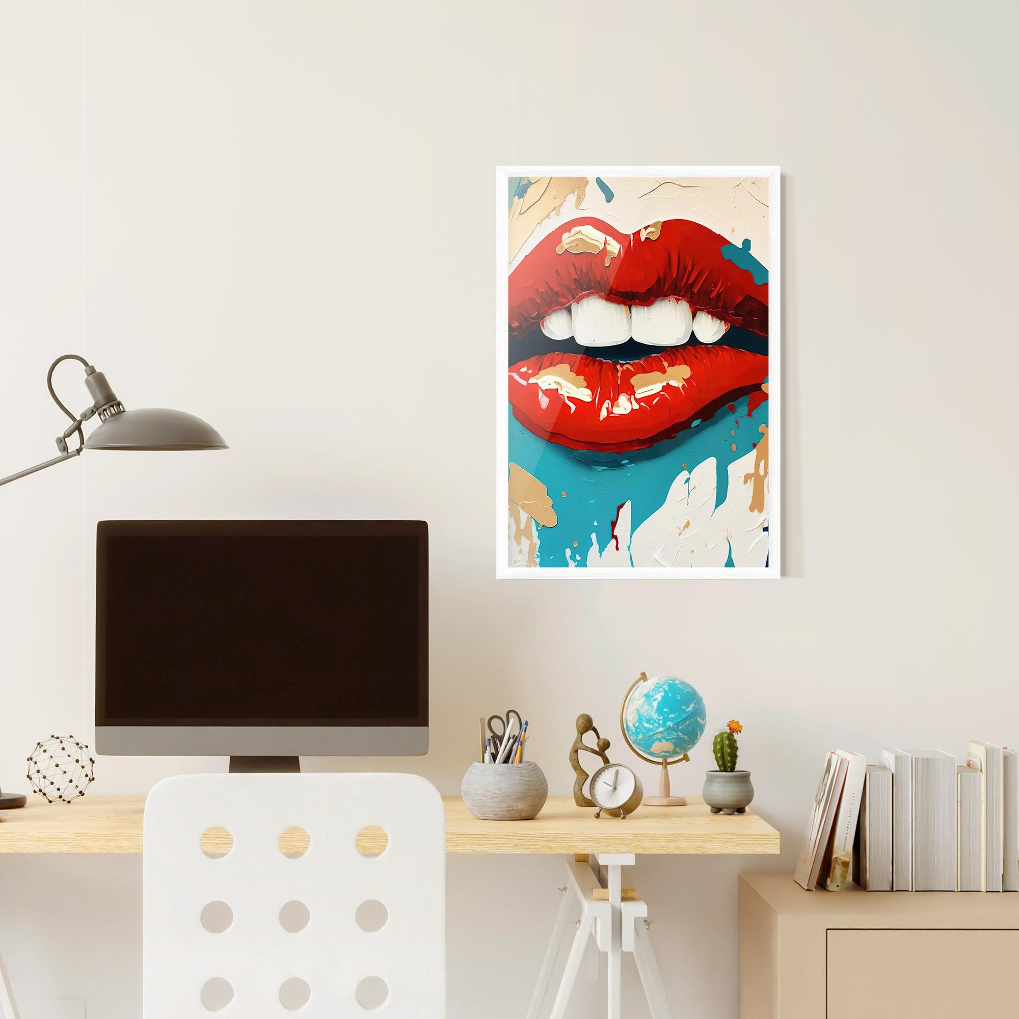 Рамкиран постер Red Gold Lips mockup 6