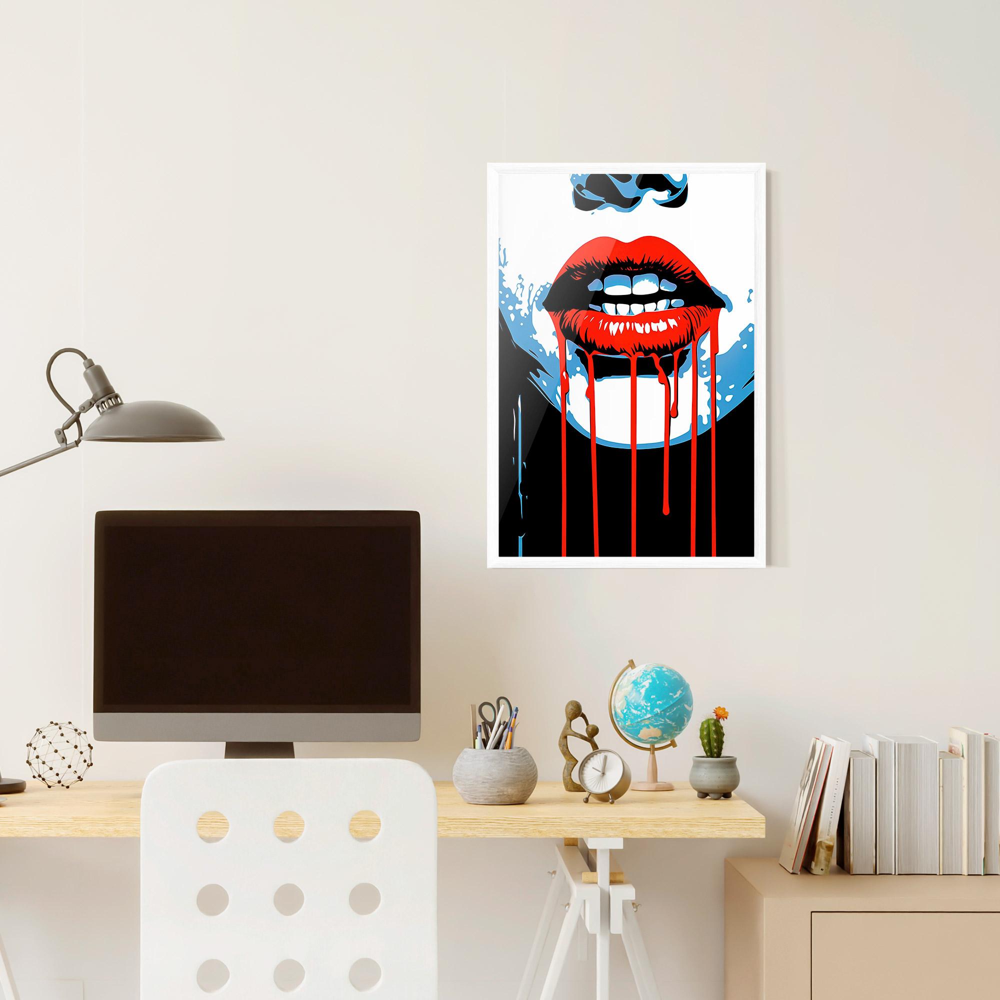 Рамкиран постер Red Lipstick Flowing mockup 6
