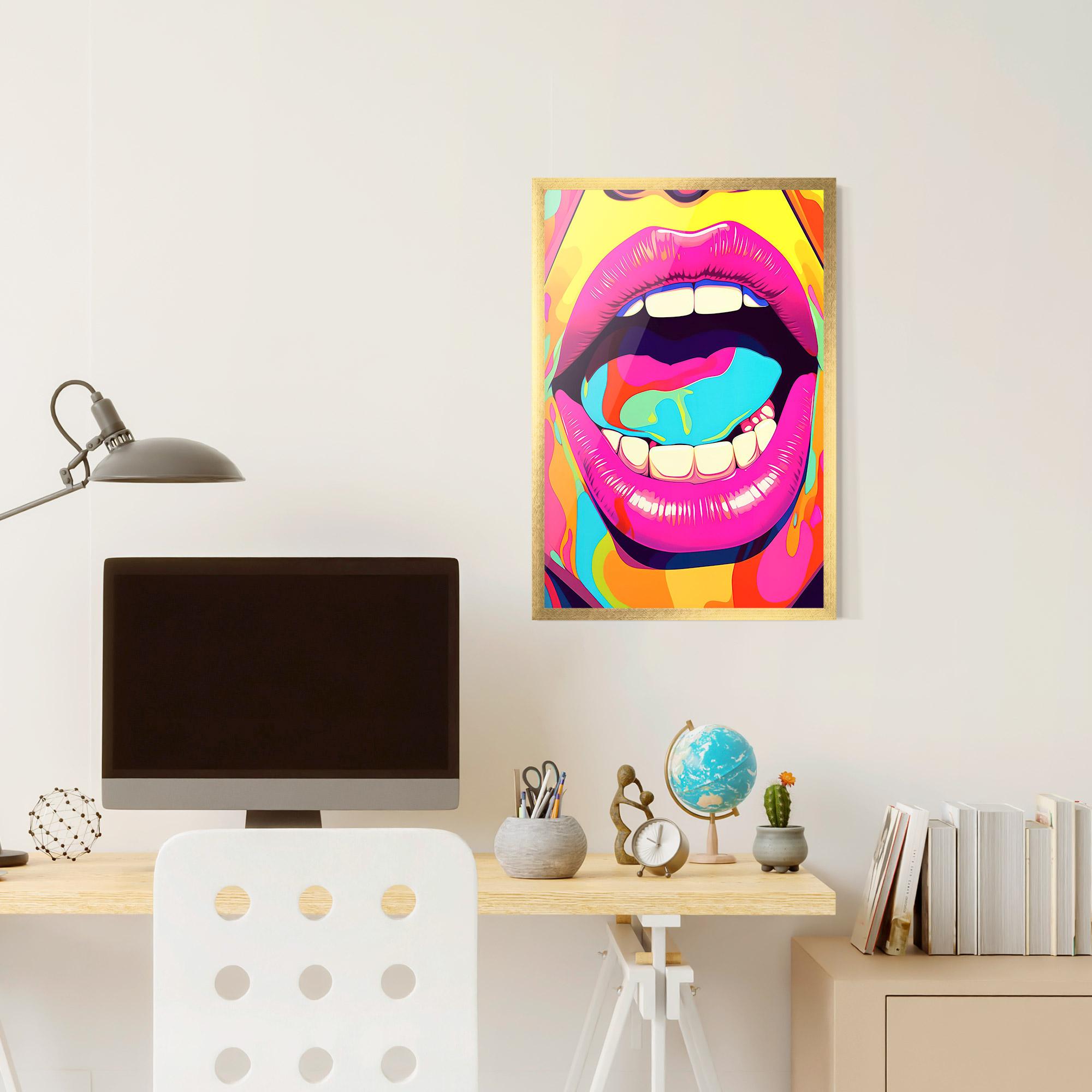 Рамкиран постер Pop Art Mouth mockup 6