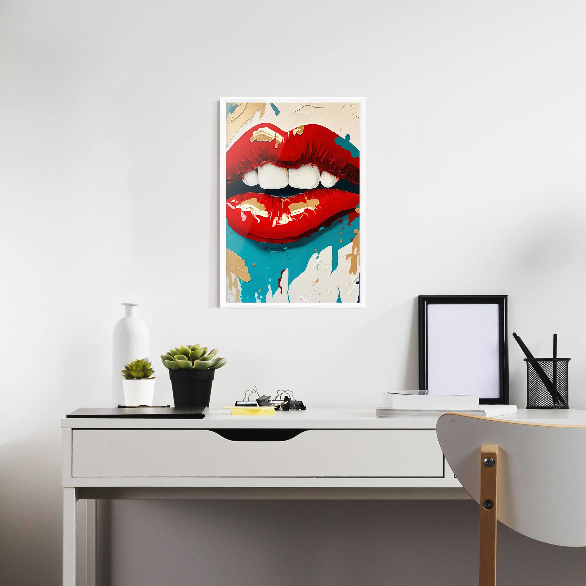Рамкиран постер Red Gold Lips mockup 7