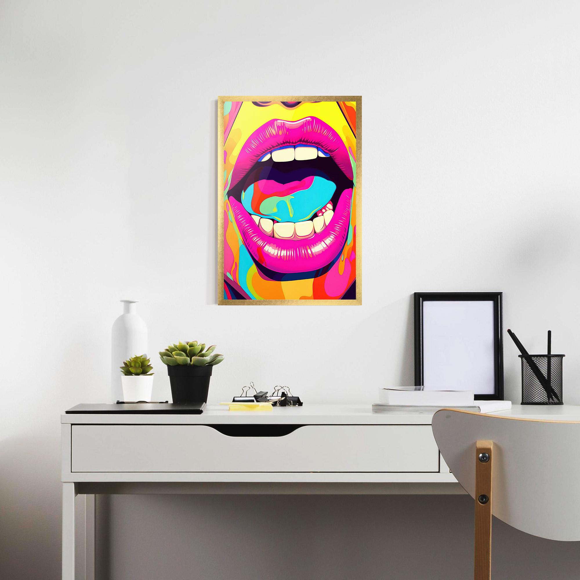 Рамкиран постер Pop Art Mouth mockup 7