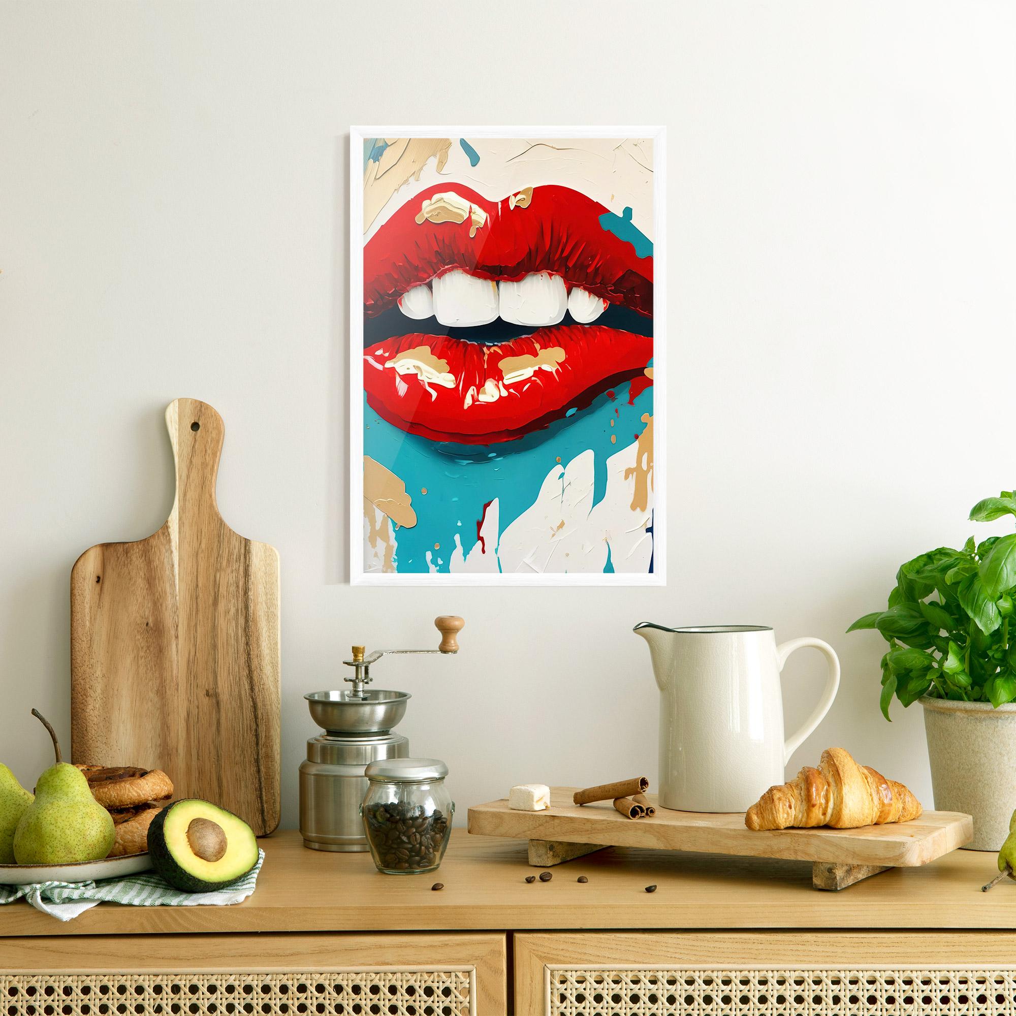 Рамкиран постер Red Gold Lips mockup 8