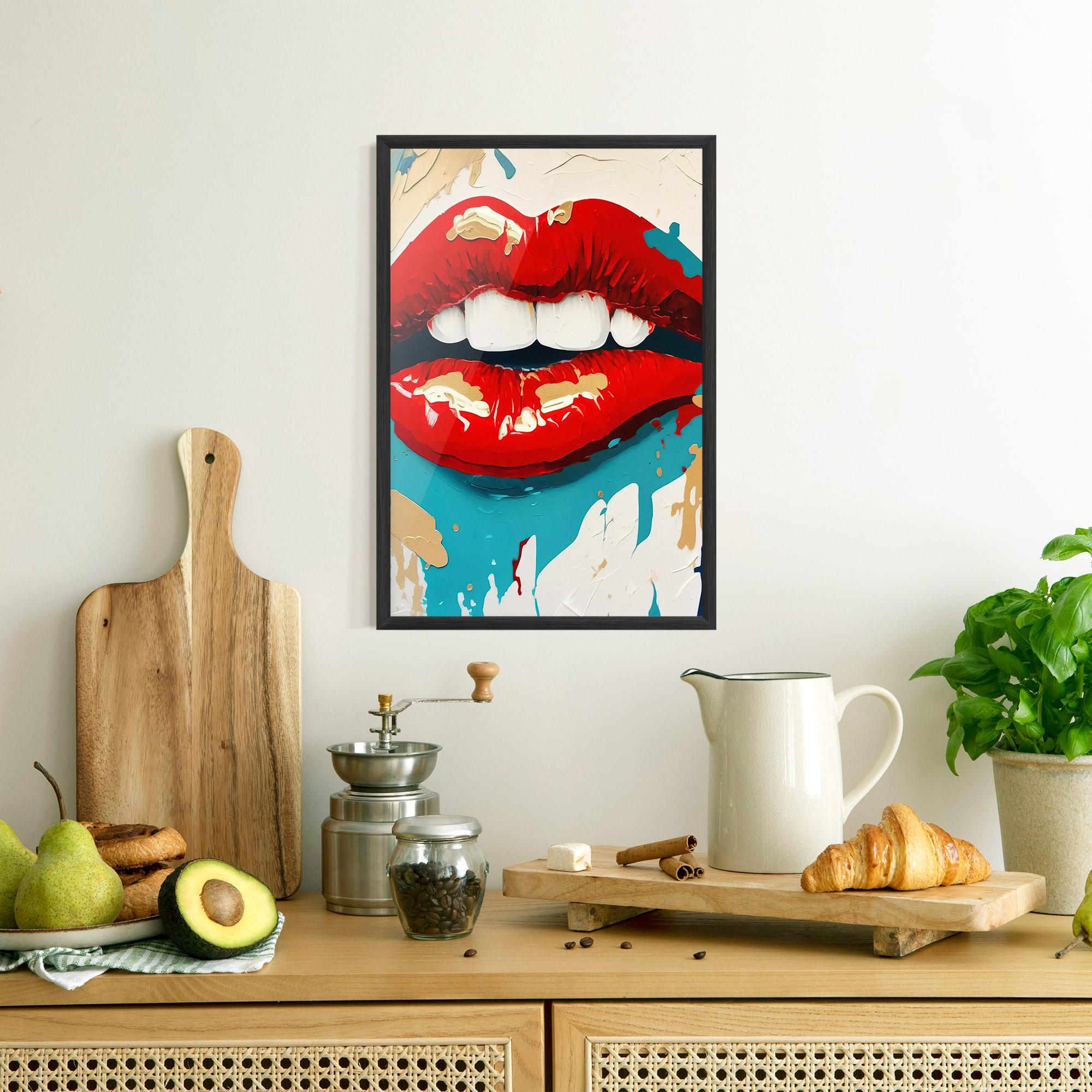 Рамкиран постер Red Gold Lips mockup 8