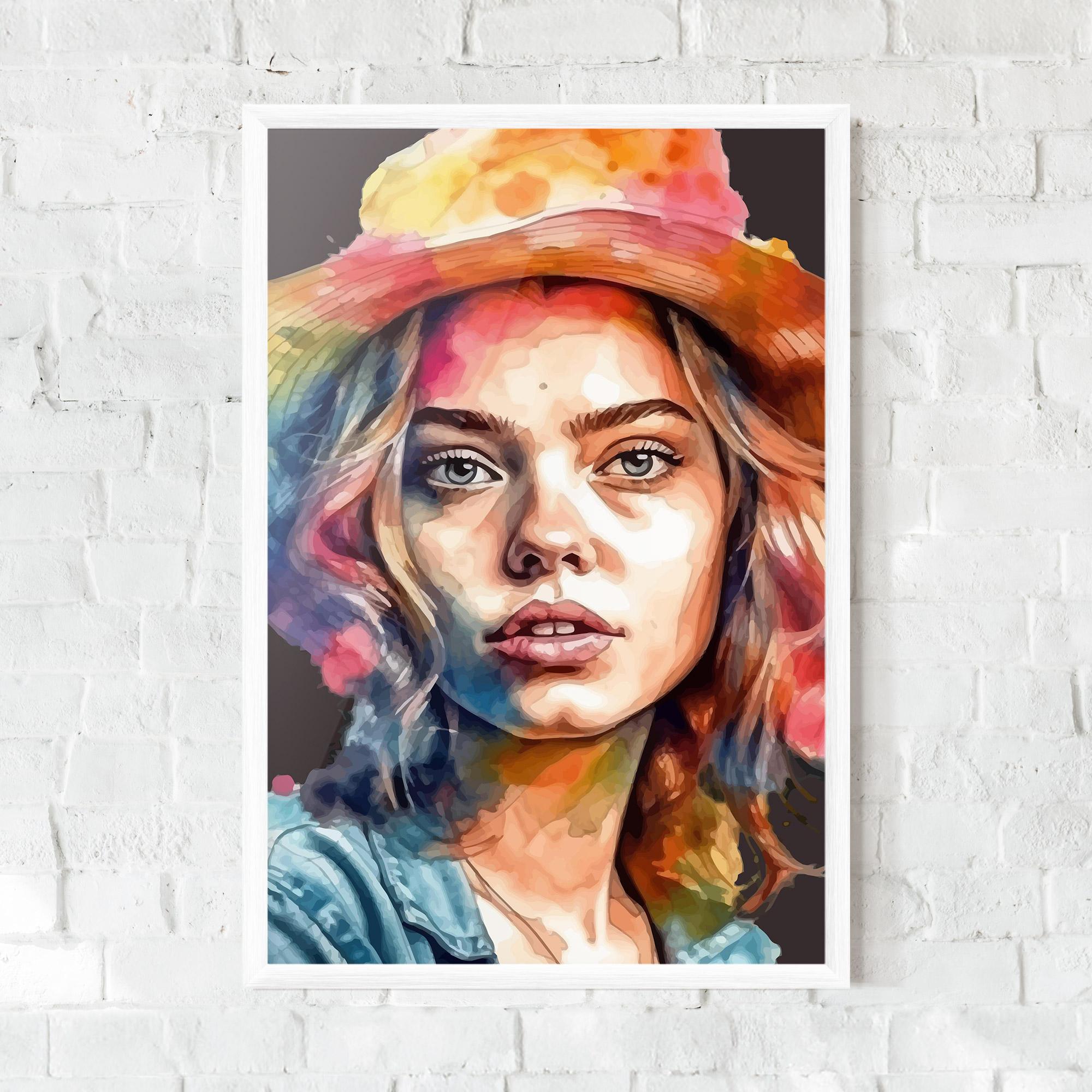 Рамкиран постер Hat Portrait Girl mockup 0